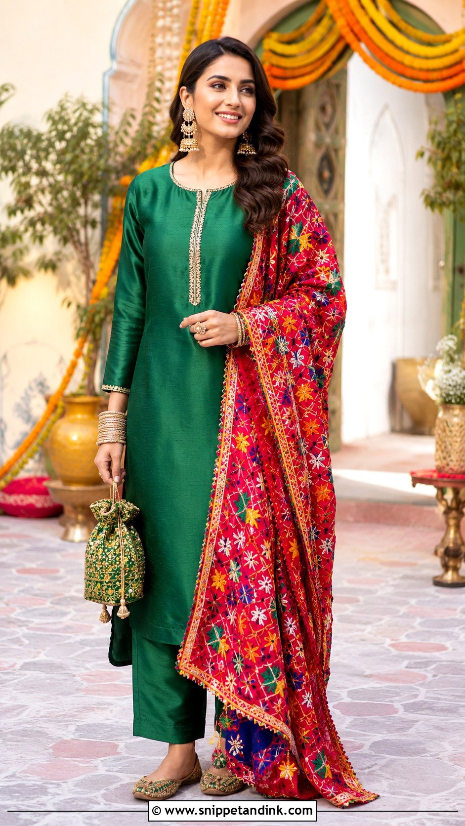 Sister Phulkari Dupatta Suit For Brother Wedding - Snippet and Ink - 30 Indian Brother Wedding Dress for Sister Ideas