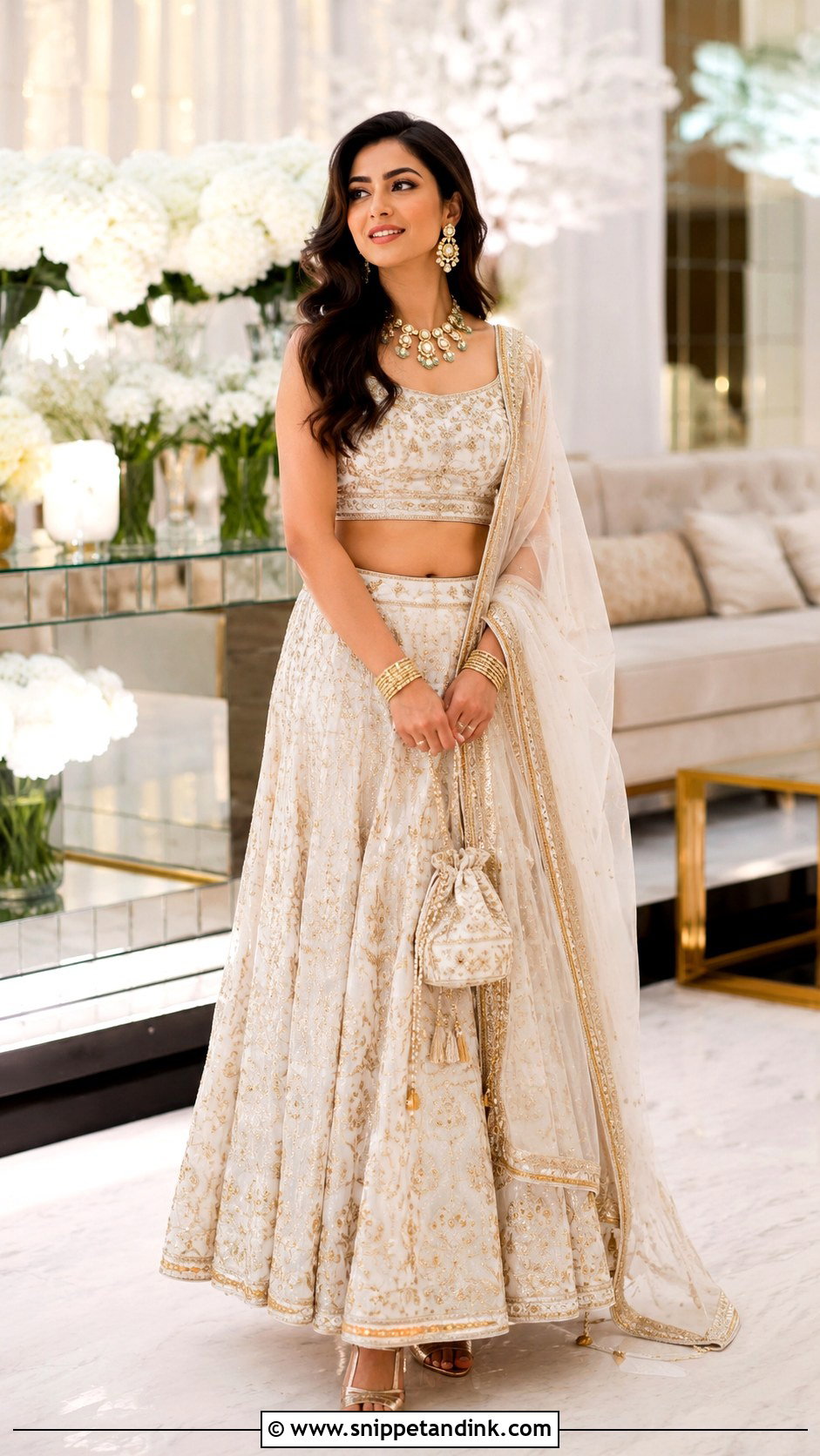 Sister White And Gold Lehenga For Brother Wedding - Snippet and Ink - 30 Indian Brother Wedding Dress for Sister Ideas