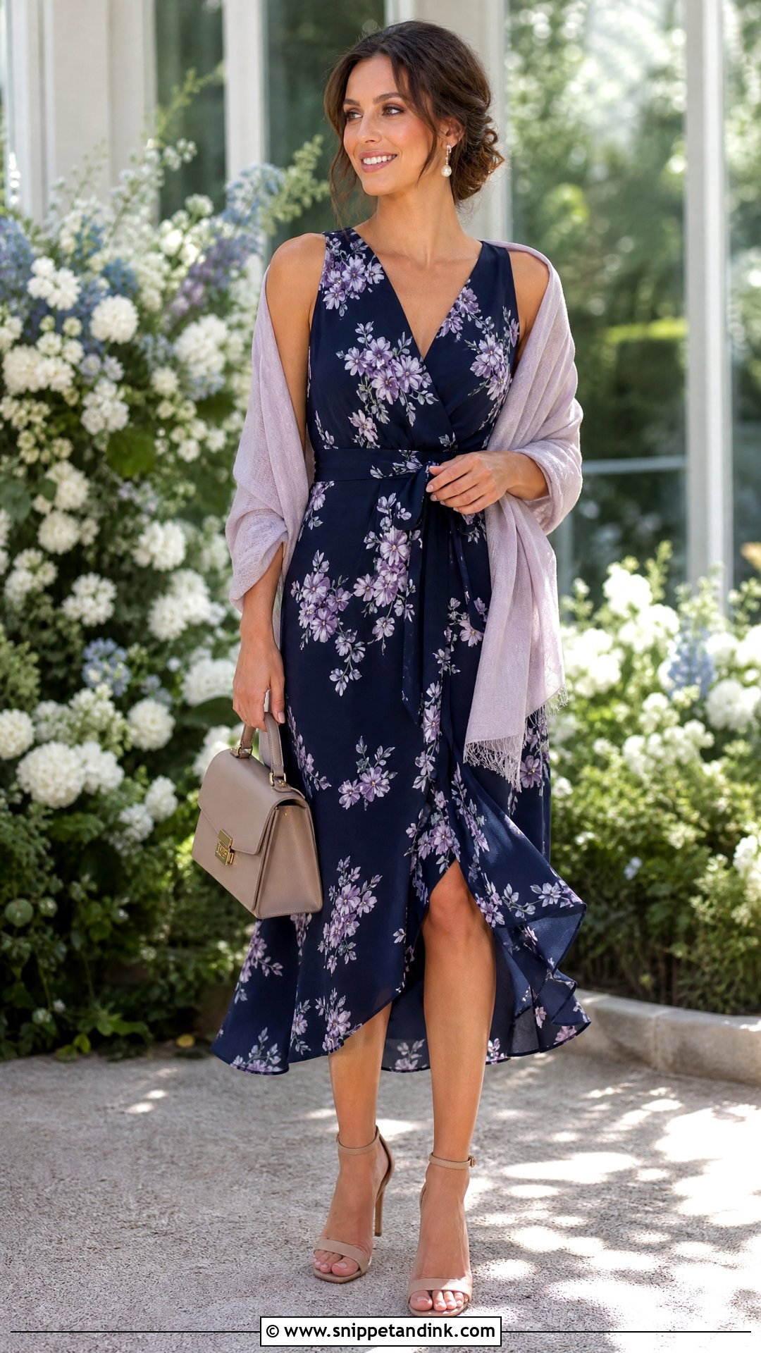 Sister of the Bride Floral Wrap Midi Dress - Snippet and Ink - 25 Wedding Dress for Bride Sister Ideas