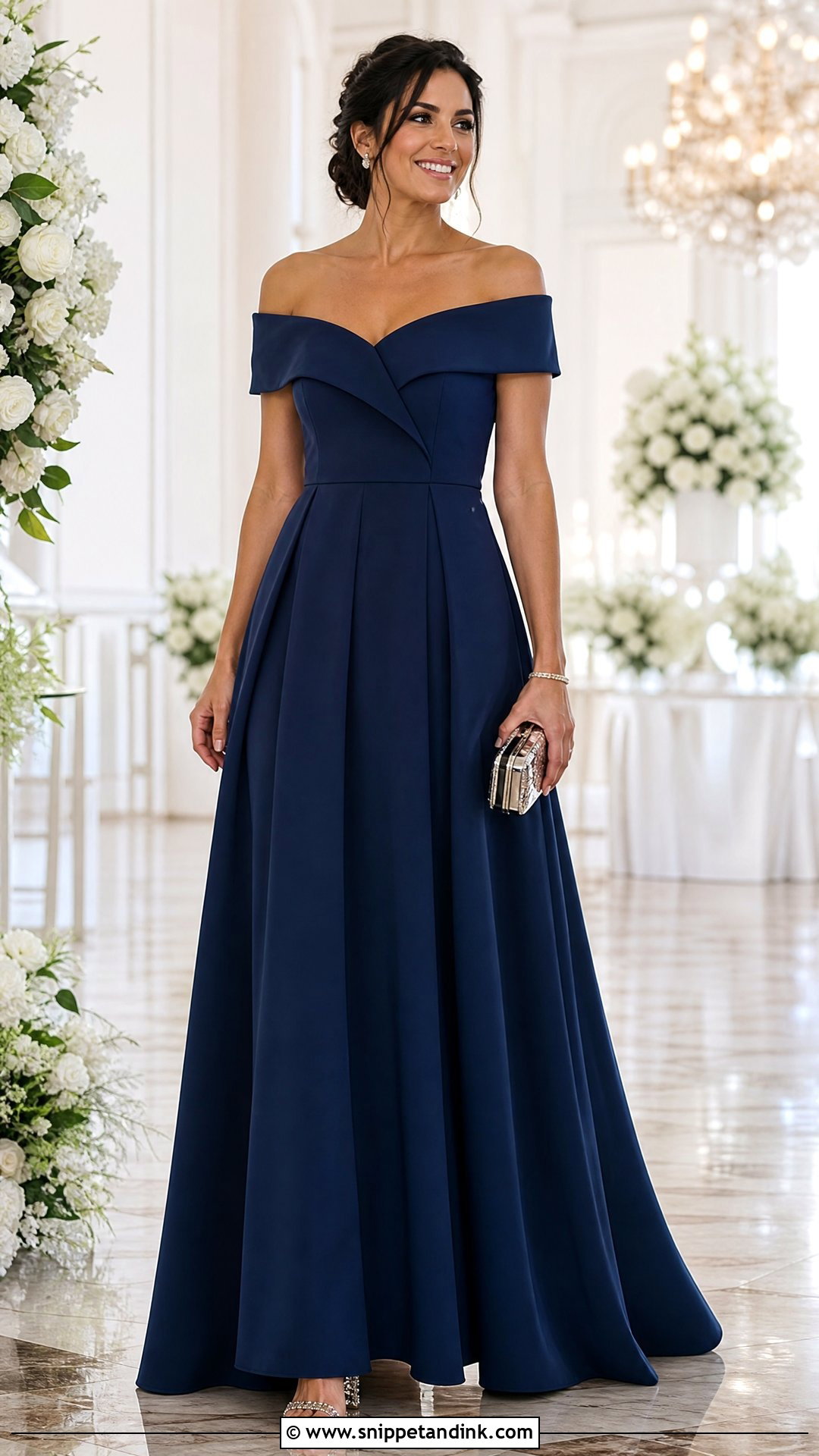 Sister of the Bride Off the Shoulder Gown - Snippet and Ink - 25 Wedding Dress for Bride Sister Ideas
