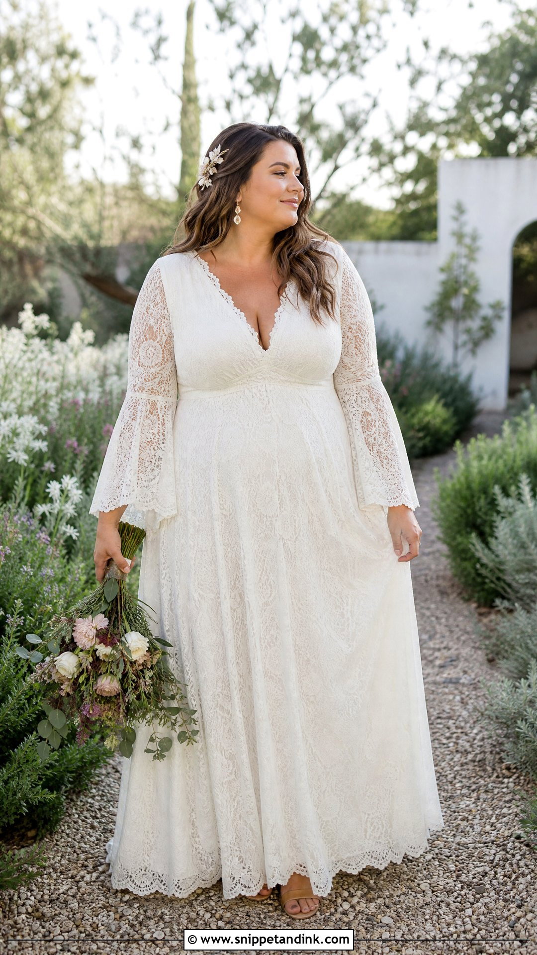 Size 16 Boho Lace Wedding Dress With Bell Sleeves - Snippet and Ink - 20 Size 16 Wedding Dress Ideas