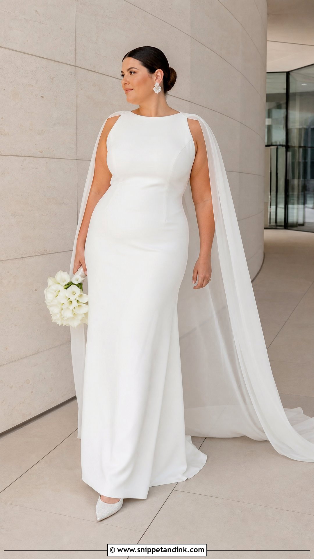Size 16 Column Wedding Dress With Bridal Cape - Snippet and Ink - 20 Size 16 Wedding Dress Ideas