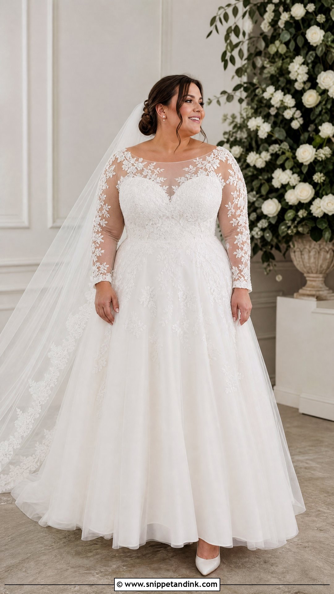 Size 16 Illusion Neck Wedding Dress With Lace Sleeves - Snippet and Ink - 20 Size 16 Wedding Dress Ideas
