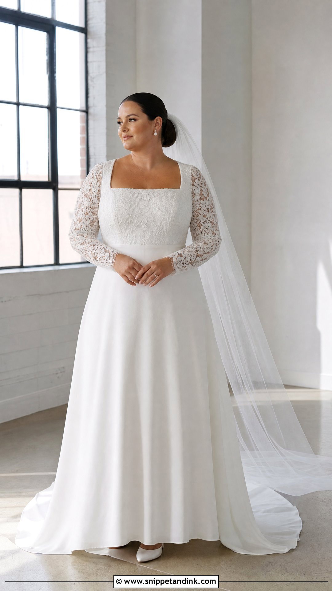 Size 16 Square Neck Wedding Dress With Long Sleeves - Snippet and Ink - 20 Size 16 Wedding Dress Ideas