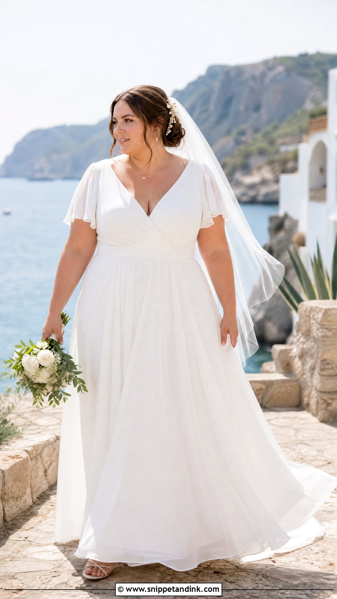 Size 16 Wrap Wedding Dress With Flutter Sleeves - Snippet and Ink - 20 Size 16 Wedding Dress Ideas