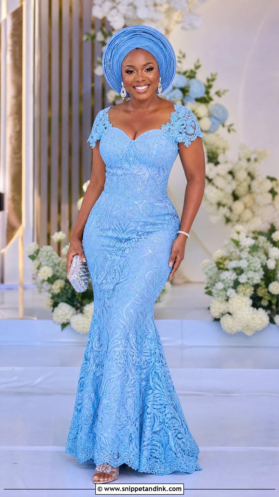 Sky Blue Aso Ebi Lace Mermaid Gown - Snippet and Ink - 20 Sky Blue Aso Ebi Lace Gown Styles