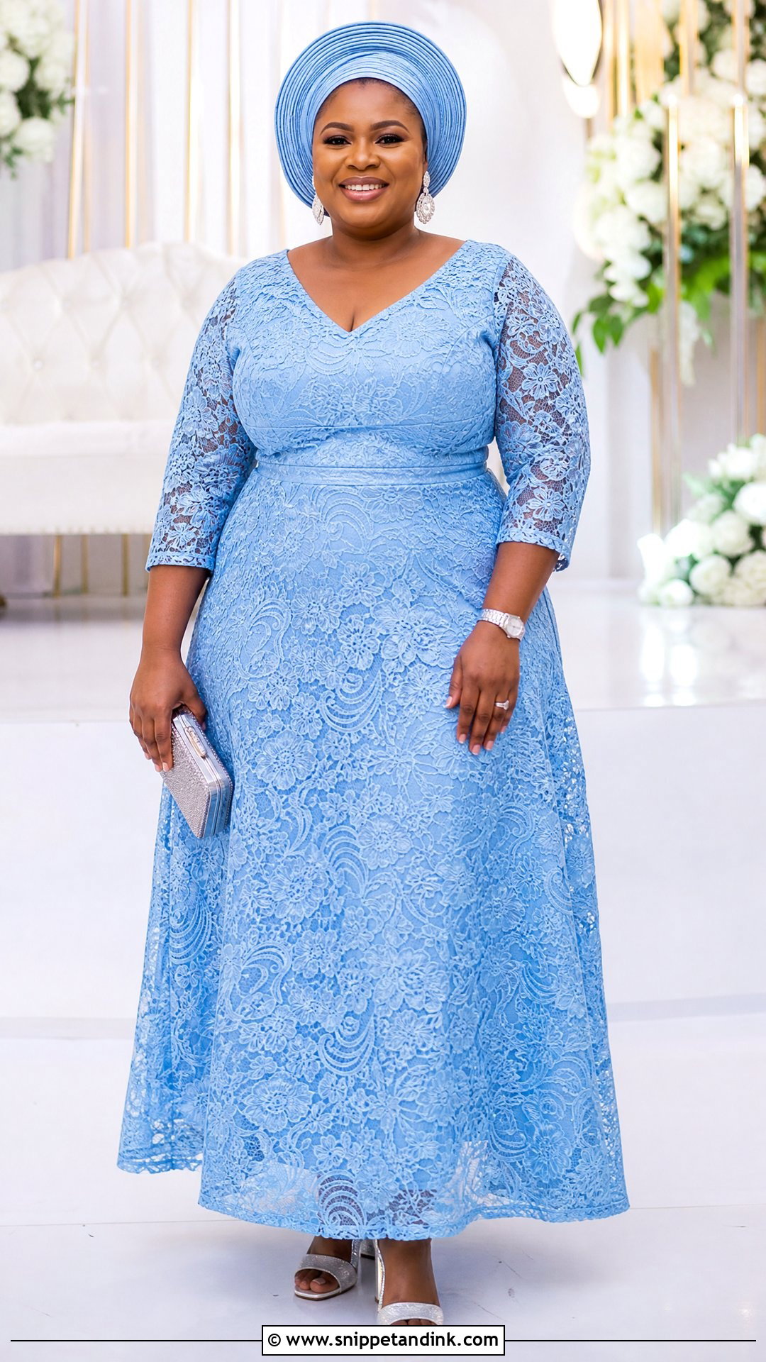 Sky Blue Aso Ebi Lace Plus Size Gown - Snippet and Ink - 20 Sky Blue Aso Ebi Lace Gown Styles
