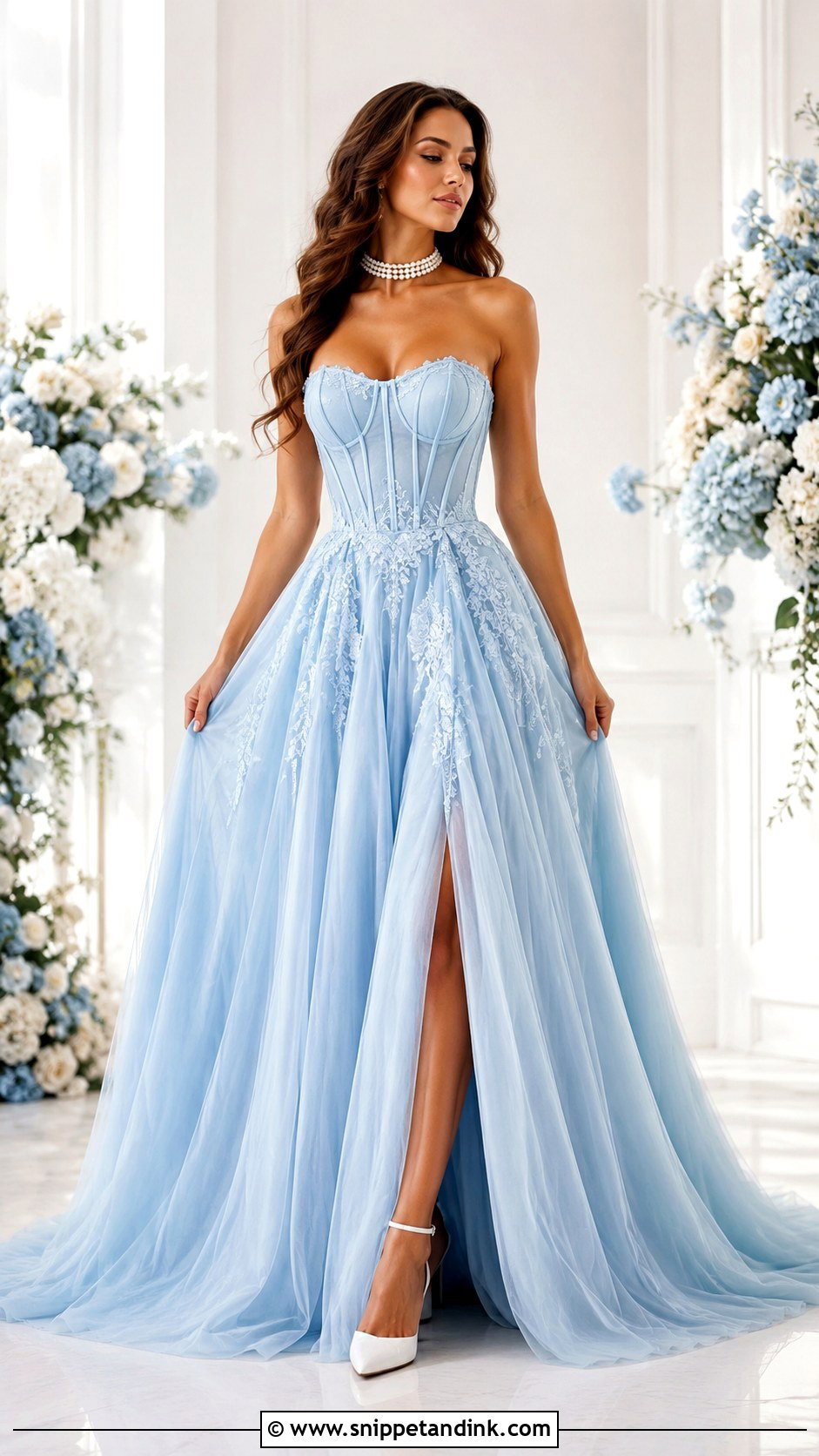 Sky Blue Corset Wedding Dress - Snippet and Ink - 25 Sky Blue Wedding Dress Ideas