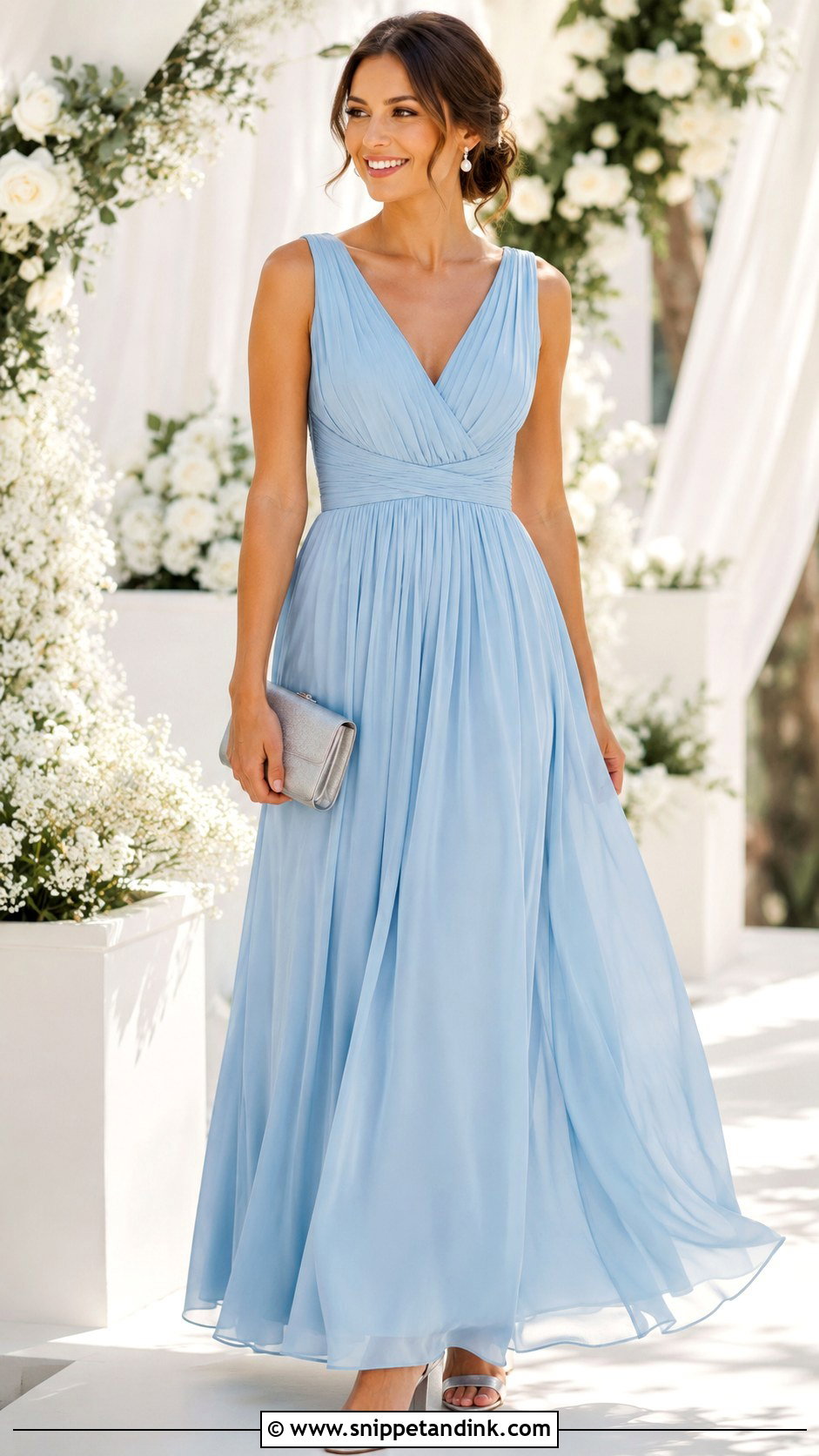 Sky Blue Draped Bridesmaid Dress - Snippet and Ink - 20 Braids Maid Dresses
