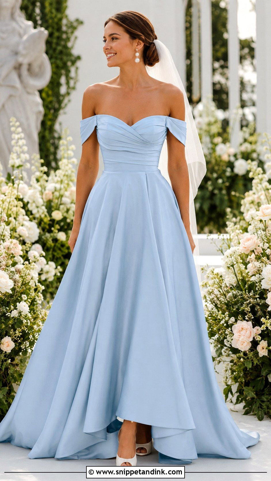 Sky Blue Off Shoulder Wedding Dress - Snippet and Ink - 25 Sky Blue Wedding Dress Ideas