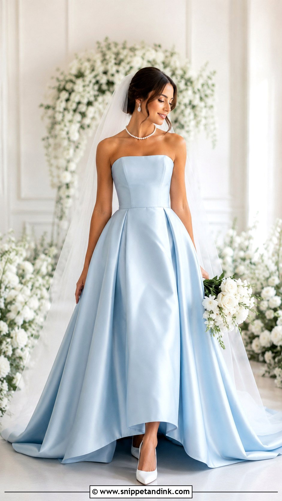 Sky Blue Strapless Wedding Dress - Snippet and Ink - 25 Sky Blue Wedding Dress Ideas
