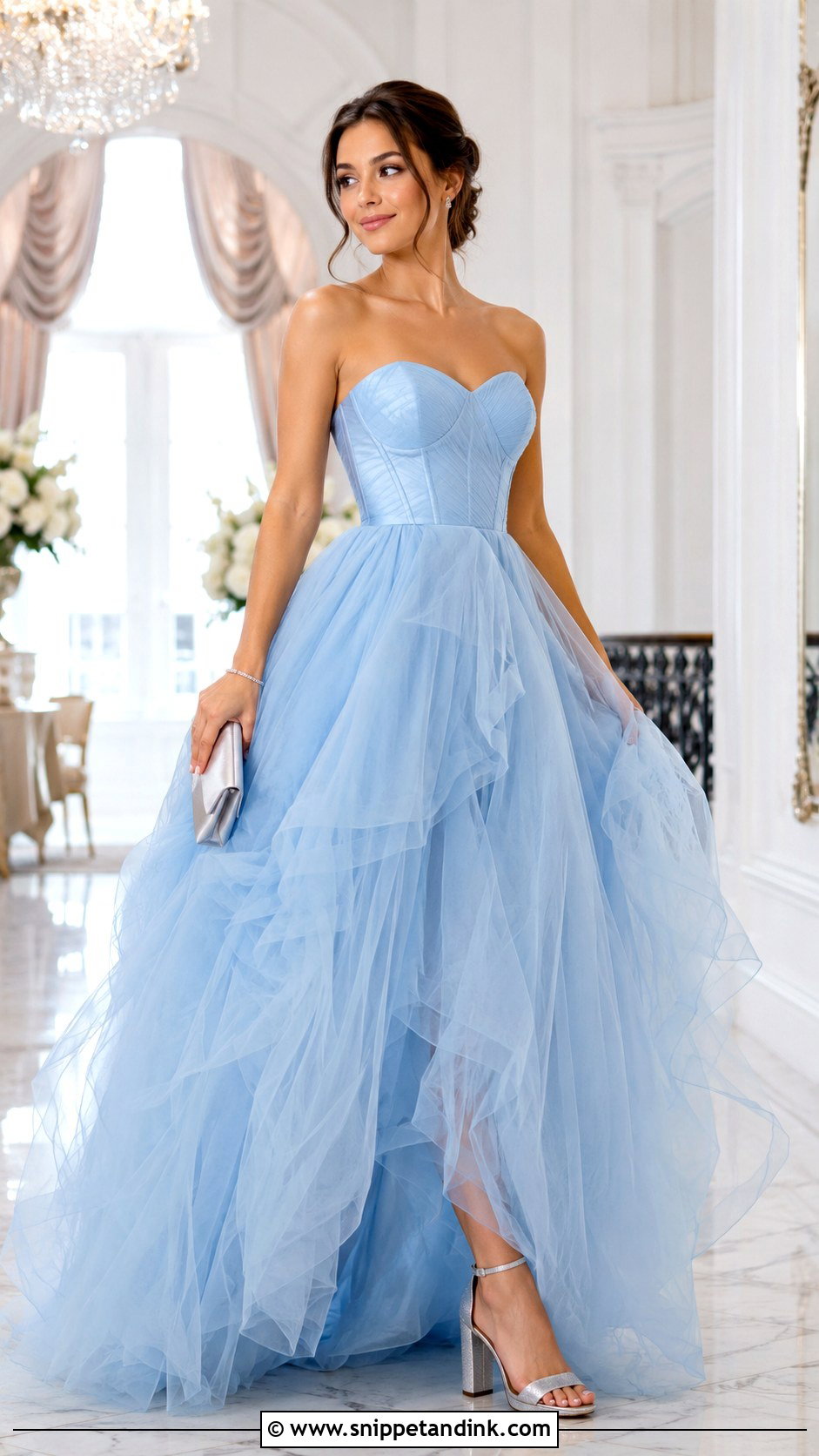 Sky Blue Tulle Ball Gown - Snippet and Ink - 20 Blue Gown Ideas
