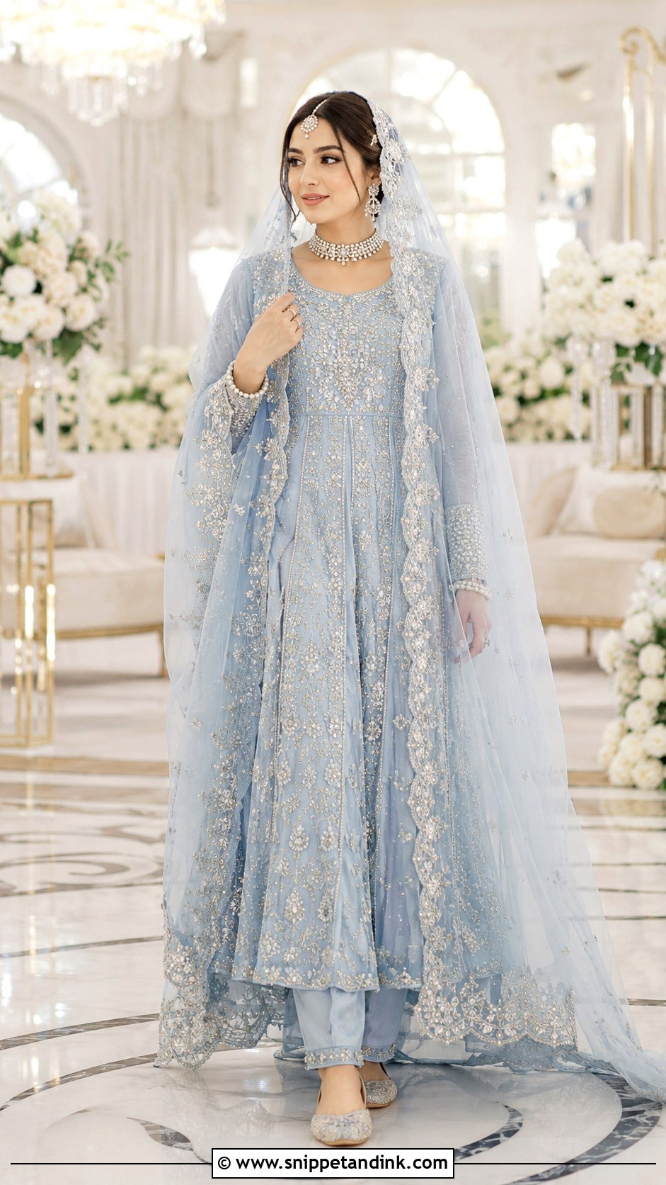 Sky Blue Walima Pishwas - Snippet and Ink - 20 Blue Walima Dress Ideas