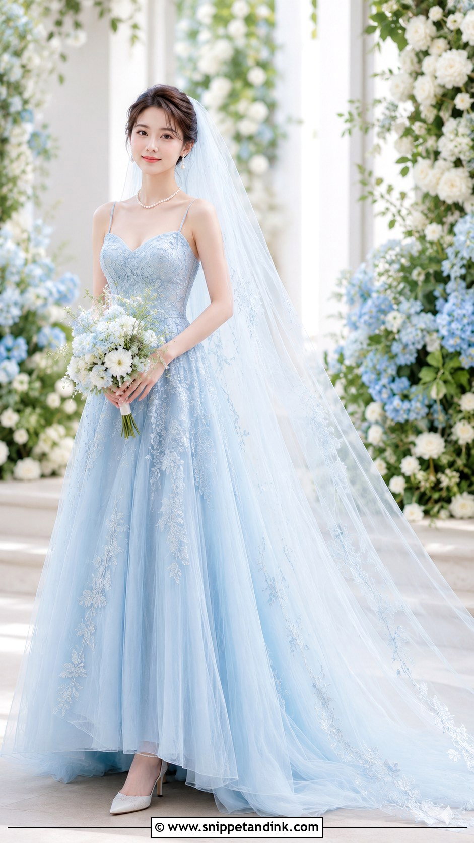 Sky Blue Wedding Dress With Veil - Snippet and Ink - 25 Sky Blue Wedding Dress Ideas
