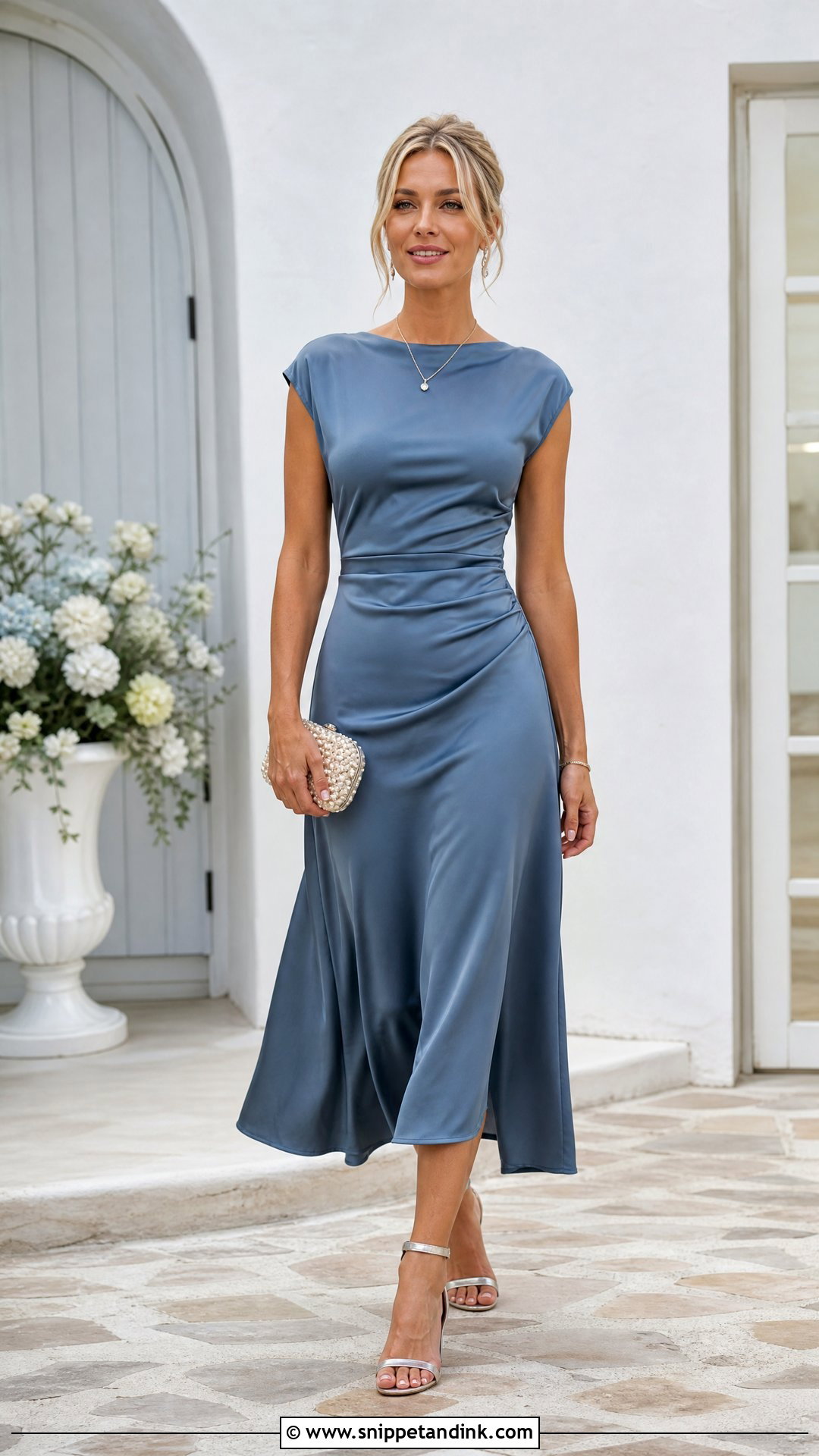 Slate Blue Midi Dress - Snippet and Ink - 25 October Wedding Dresses