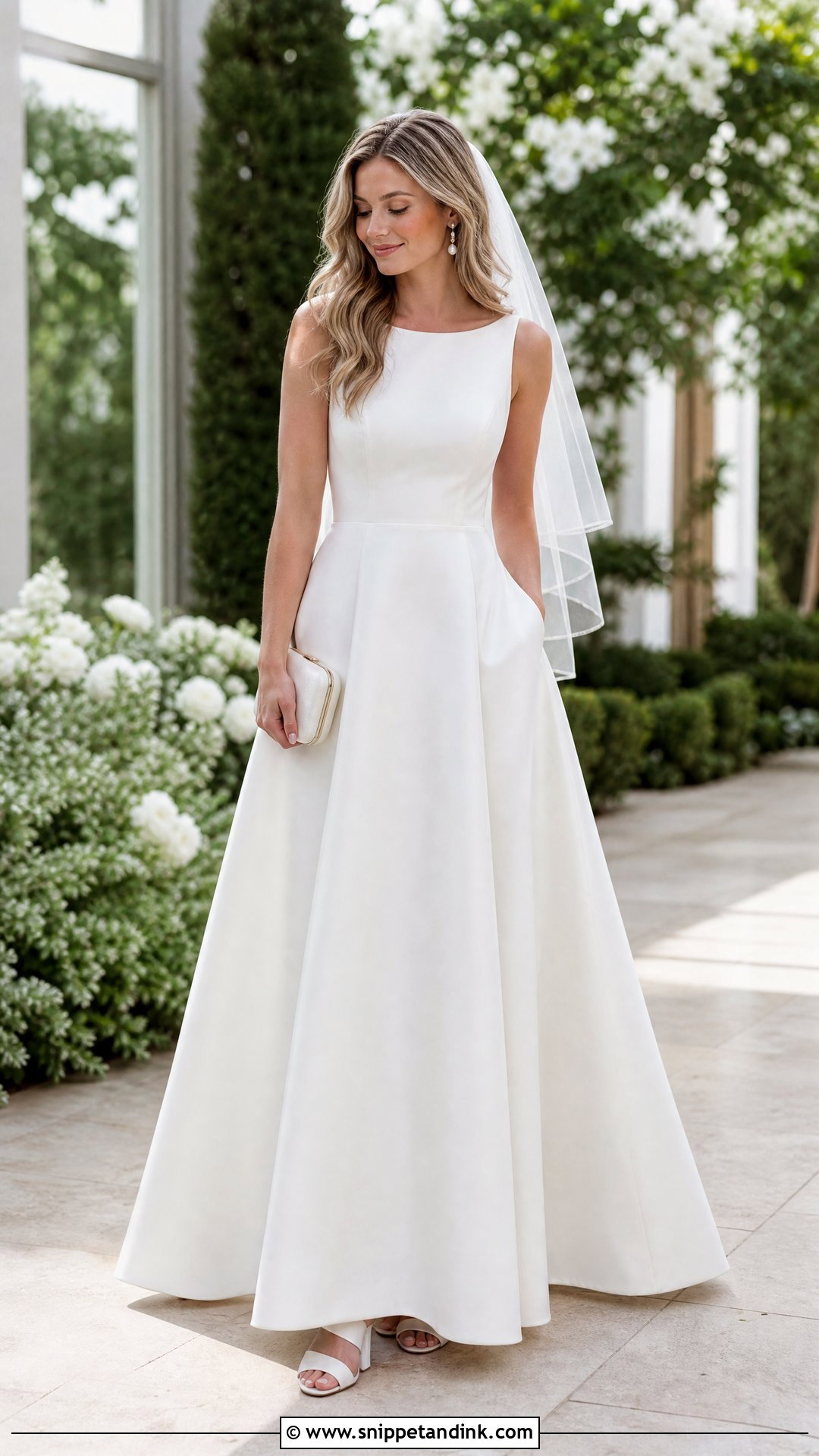 Sleek A Line Wedding Dress With Block Heels - Snippet and Ink - 20 Sleek Wedding Dresses