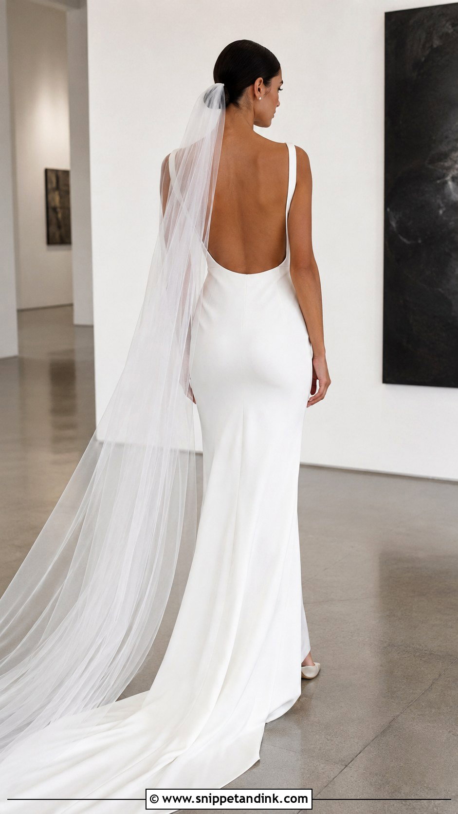Sleek Low Bun With Veil Underneath - Snippet and Ink - 20 Bun with Veil Ideas