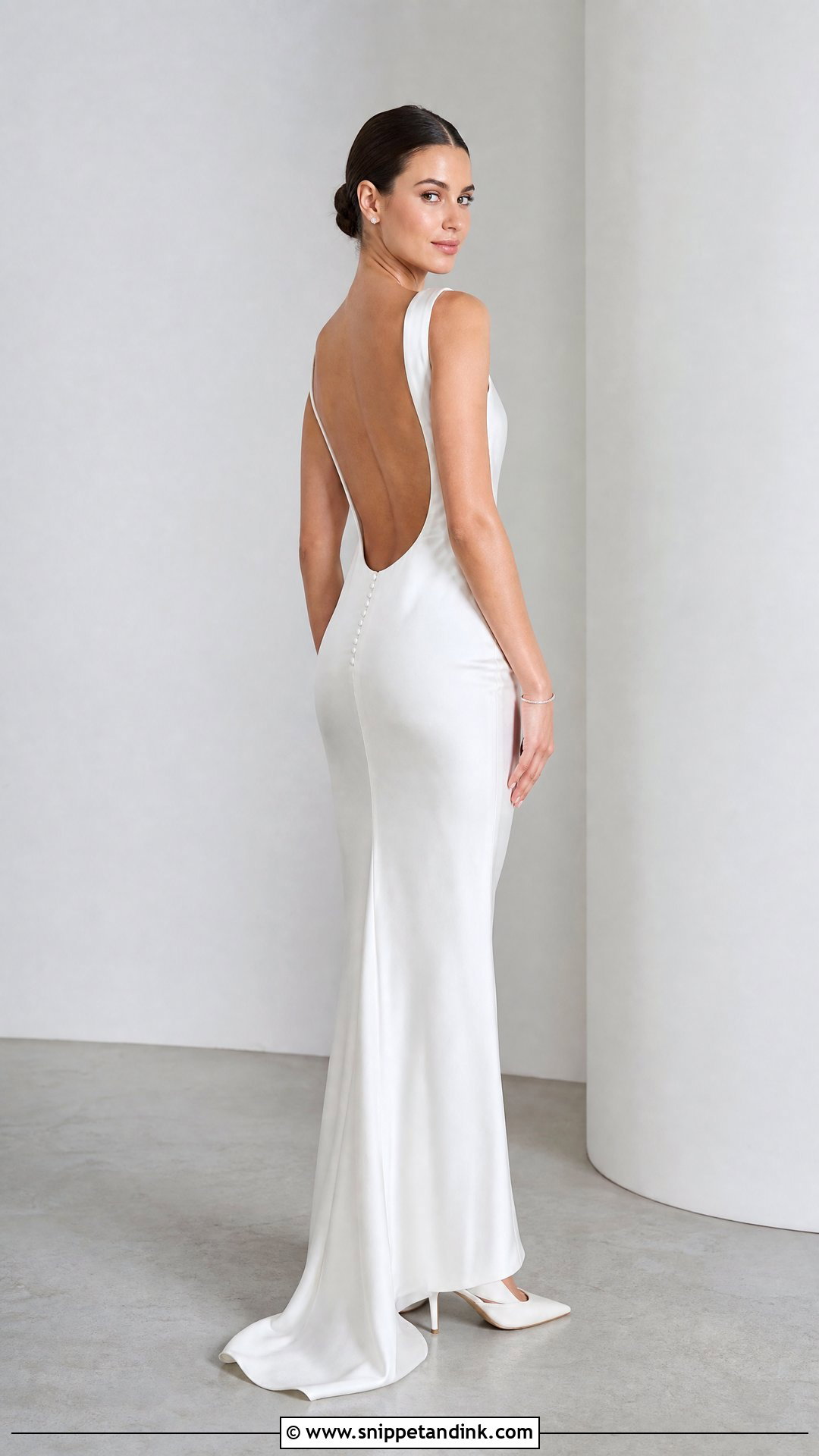 Sleek Low Chignon For Open Back Wedding Dress - Snippet and Ink - 20 Open Back Wedding Dress Hairstyles