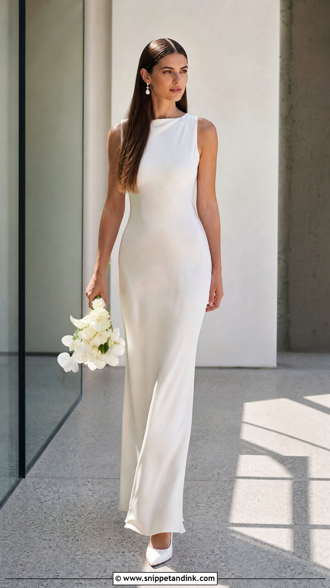 Sleek Straight Hair Down Bridal Look - Snippet and Ink - 20 Hair Down Bridal Styles