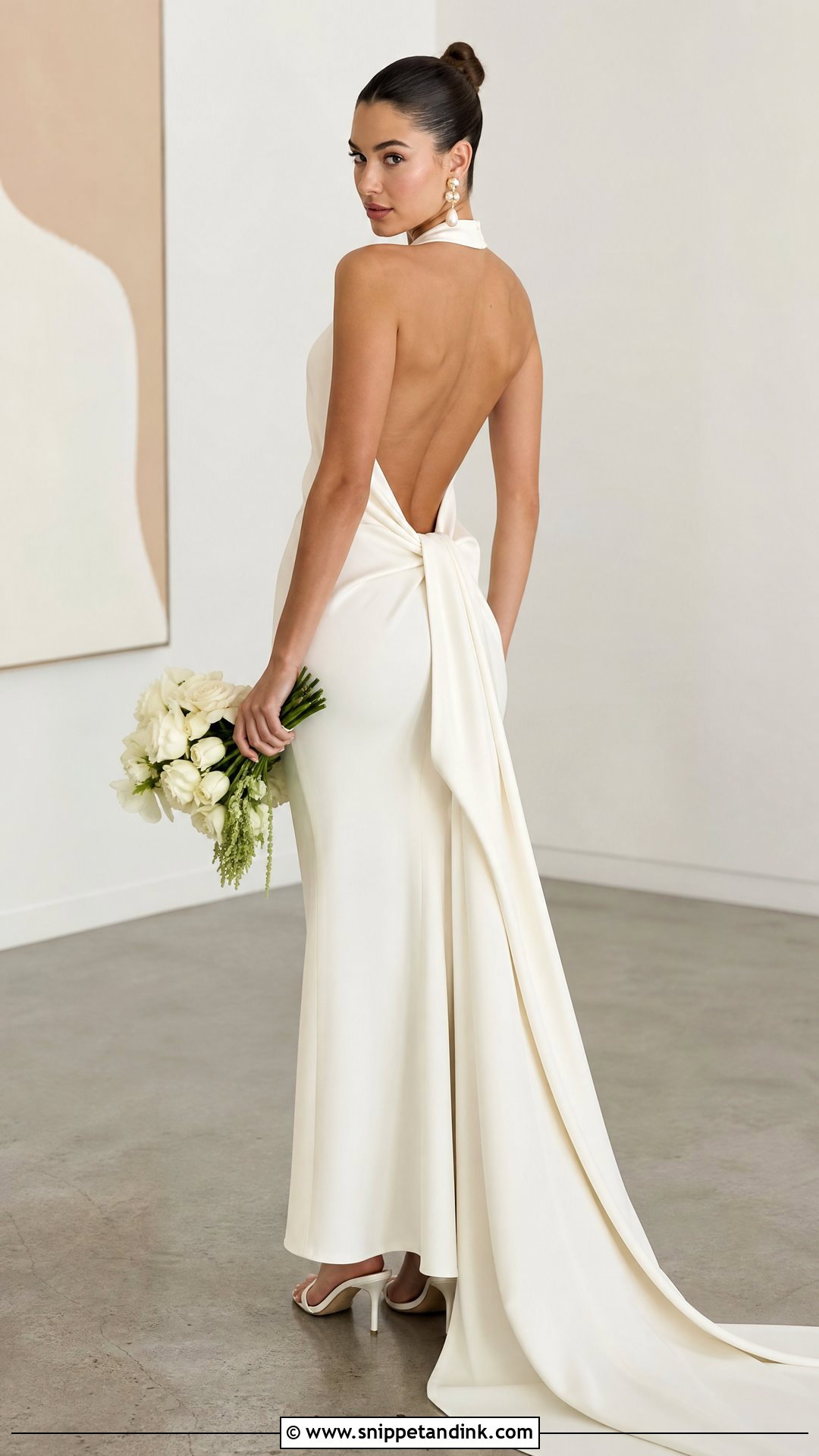 Sleek Top Knot For Open Back Wedding Dress - Snippet and Ink - 20 Open Back Wedding Dress Hairstyles