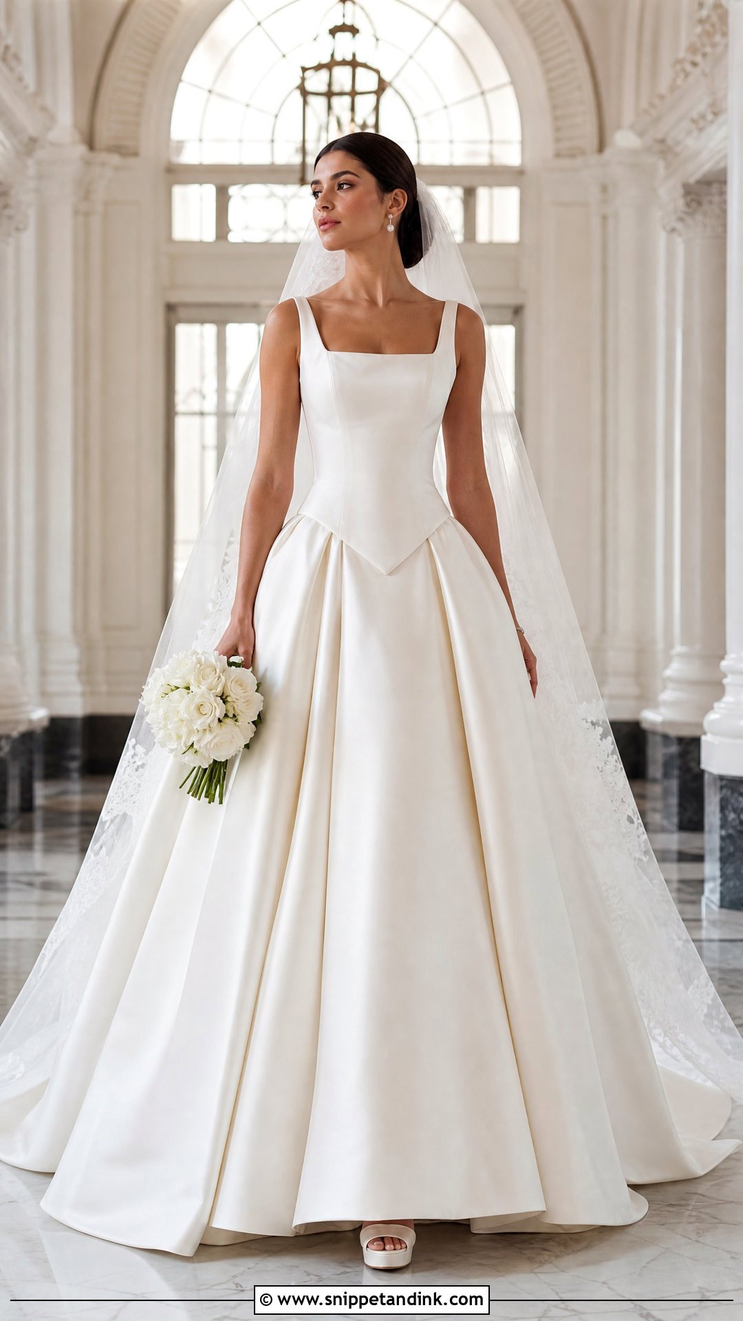 Sleeveless Basque Waist Wedding Gown - Snippet and Ink - 20 Sleeveless Wedding Gown Ideas