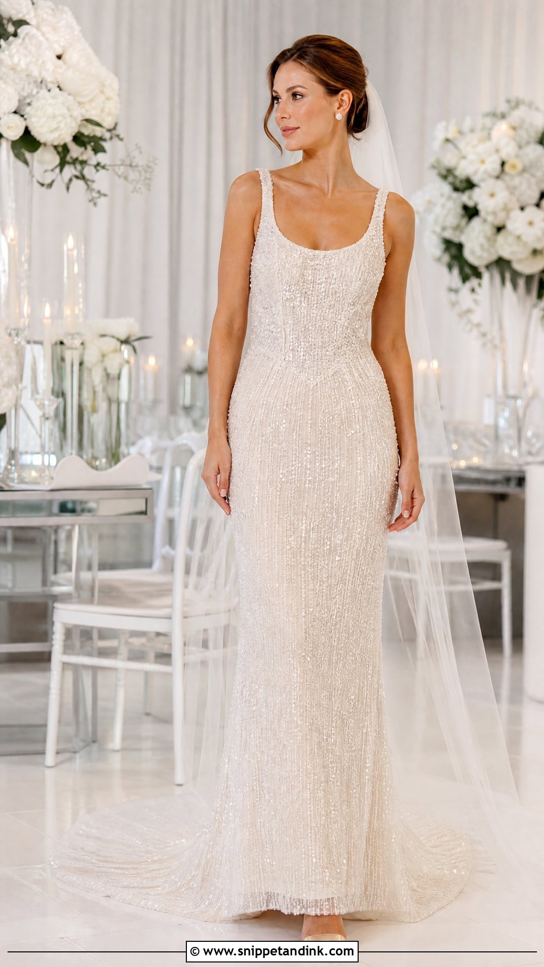 Sleeveless Beaded Wedding Gown - Snippet and Ink - 20 Sleeveless Wedding Gown Ideas