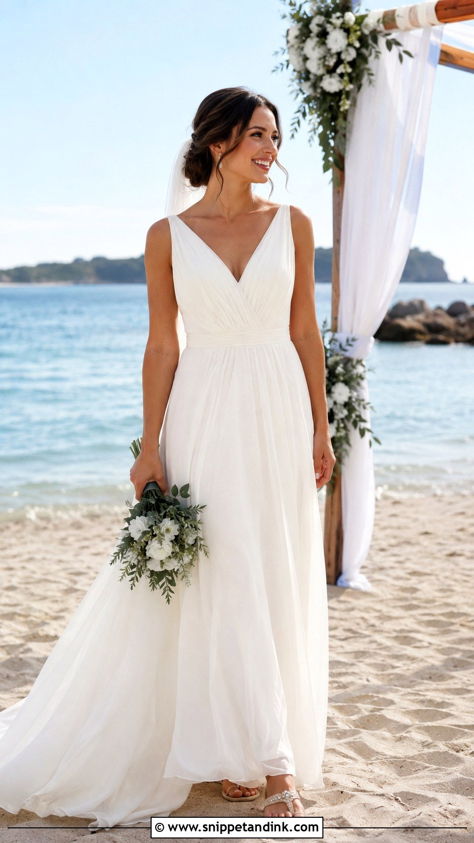 Sleeveless Chiffon Beach Wedding Dress - Snippet and Ink - 20 Sleeveless Wedding Dresses