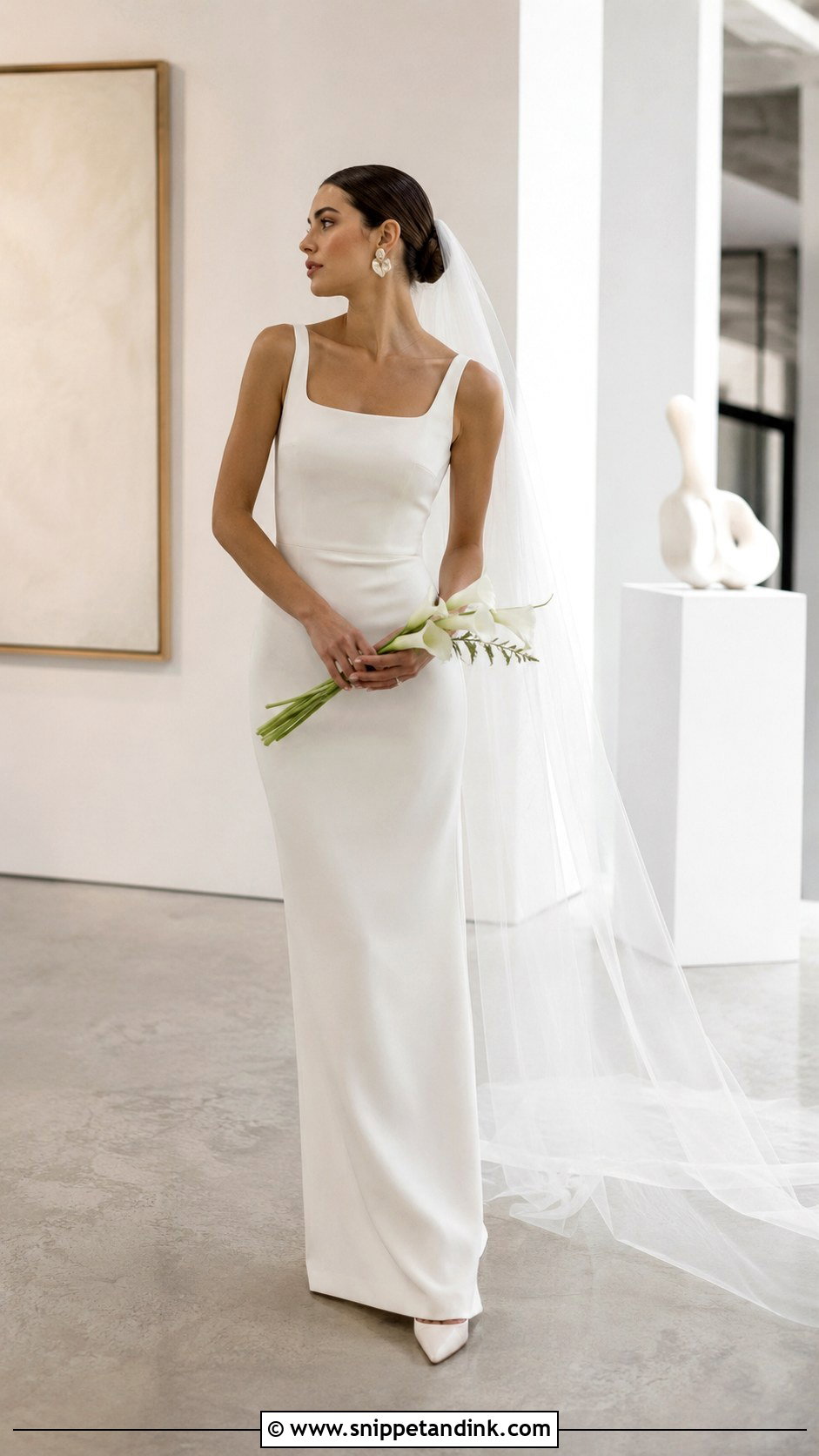 Sleeveless Crepe Column Wedding Dress - Snippet and Ink - 20 Sleeveless Wedding Dresses