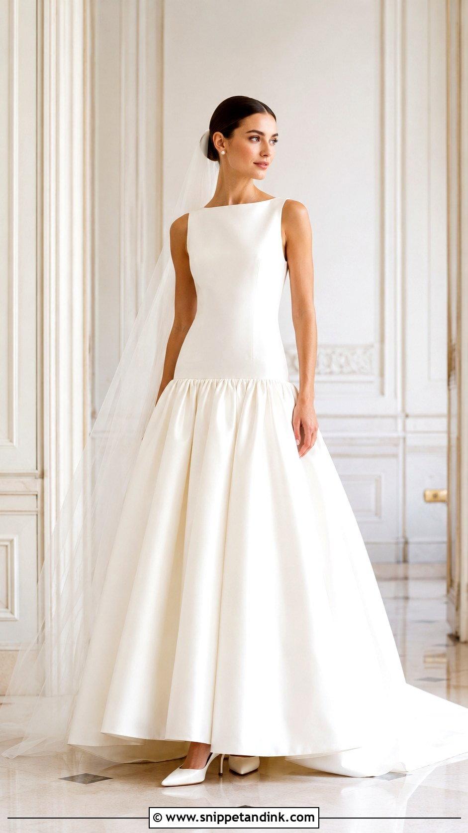 Sleeveless Drop Waist Wedding Dress - Snippet and Ink - 30 Sleeveless Wedding Dress Ideas