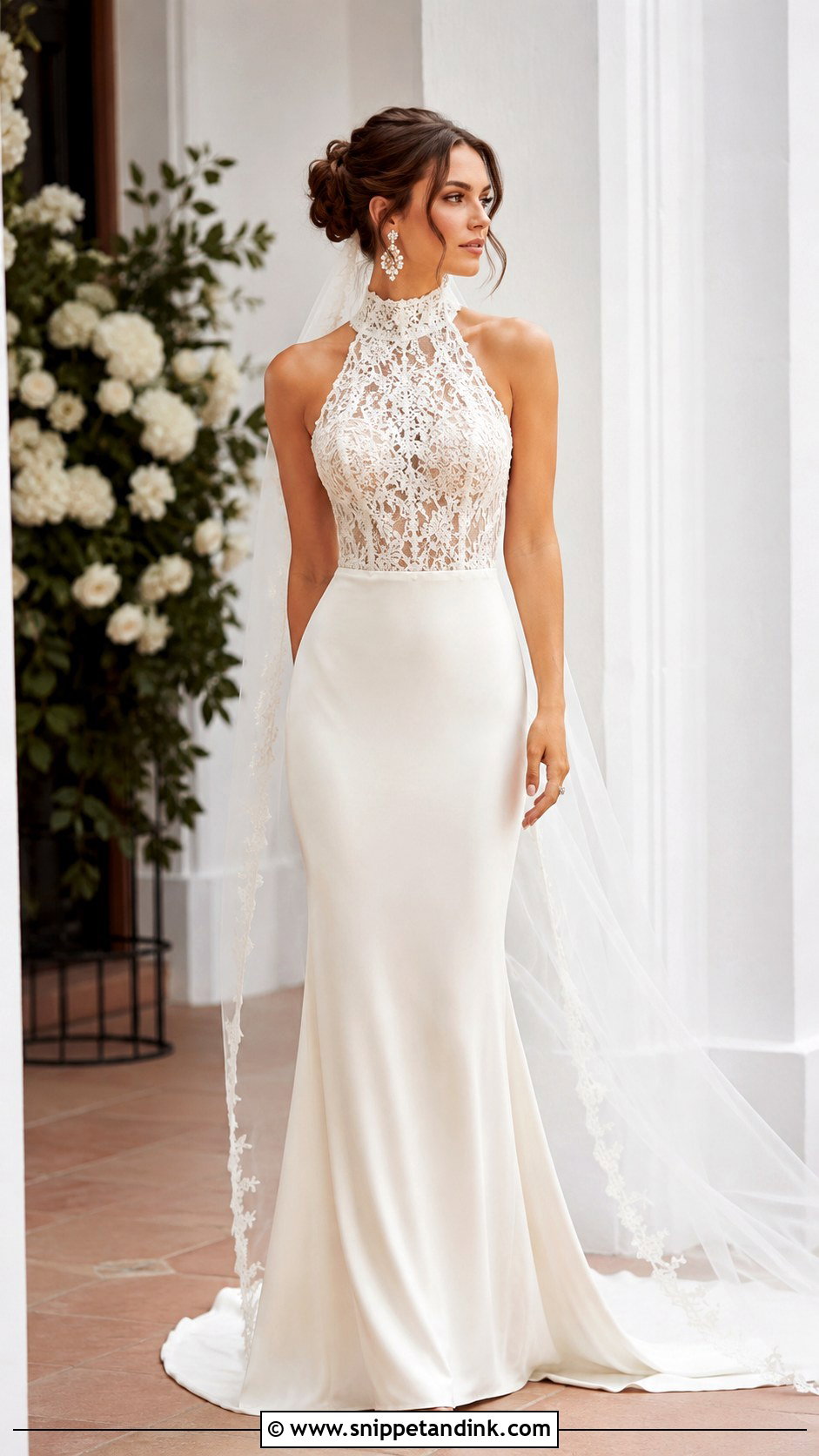 Sleeveless High Neck Wedding Dress - Snippet and Ink - 30 Sleeveless Wedding Dress Ideas