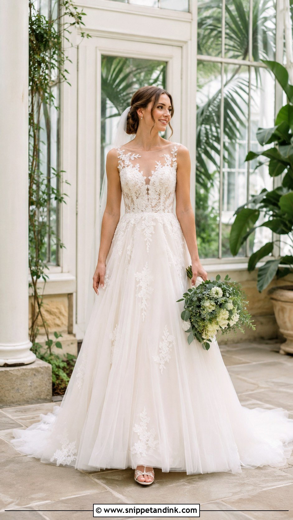 Sleeveless Illusion Neck Wedding Dress - Snippet and Ink - 20 Sleeveless Wedding Dresses