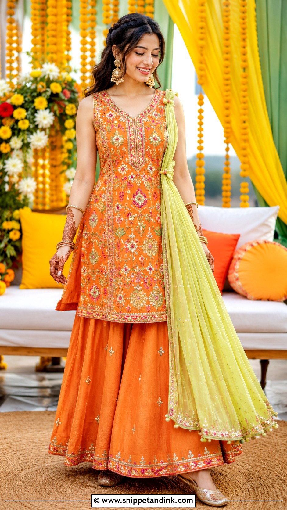 Sleeveless Kurta Skirt For Mehendi Function - Snippet and Ink - 25 Dress for Mehendi Function Ideas