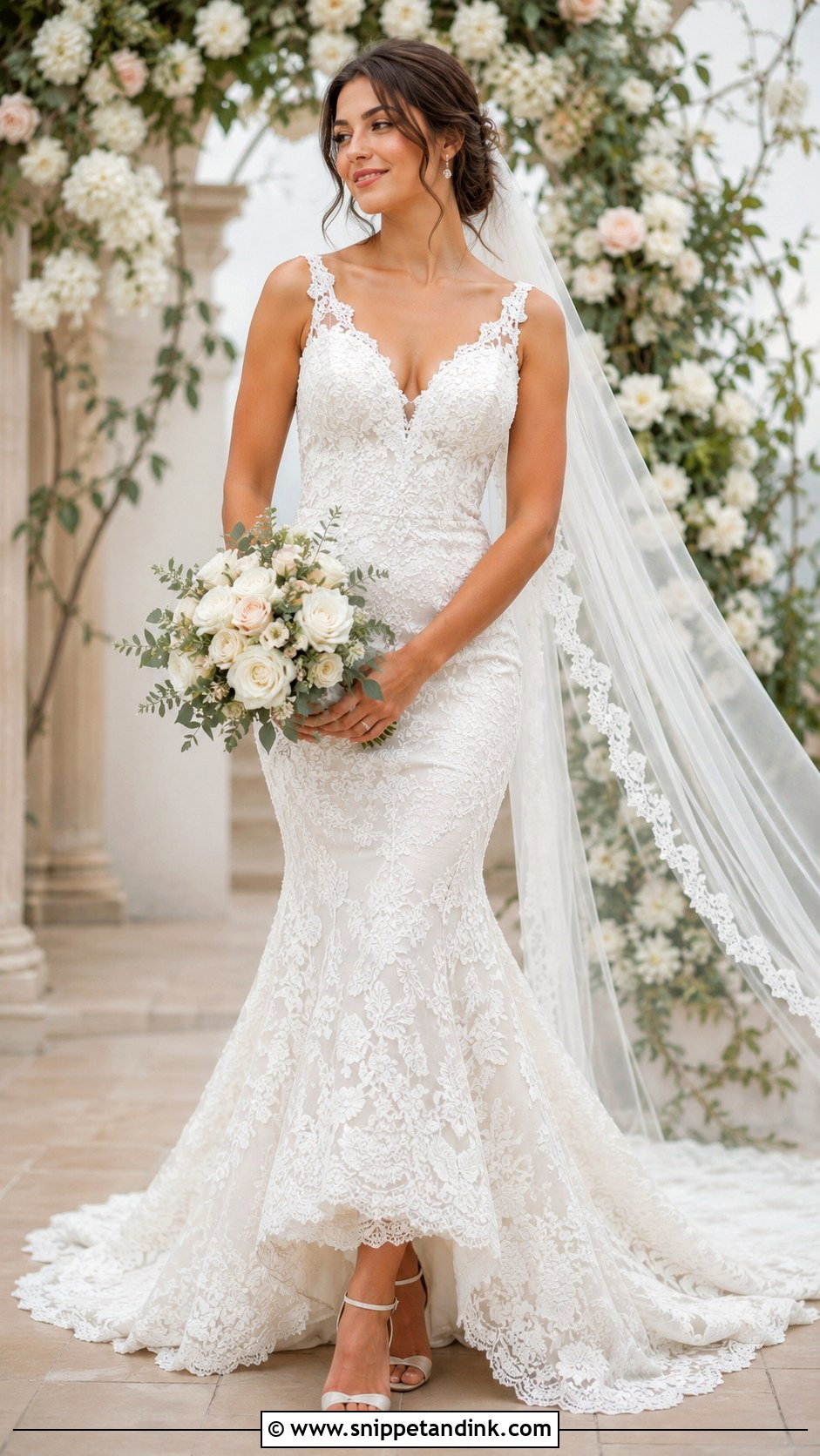 Sleeveless Lace Mermaid Wedding Dress - Snippet and Ink - 20 Sleeveless Wedding Dresses
