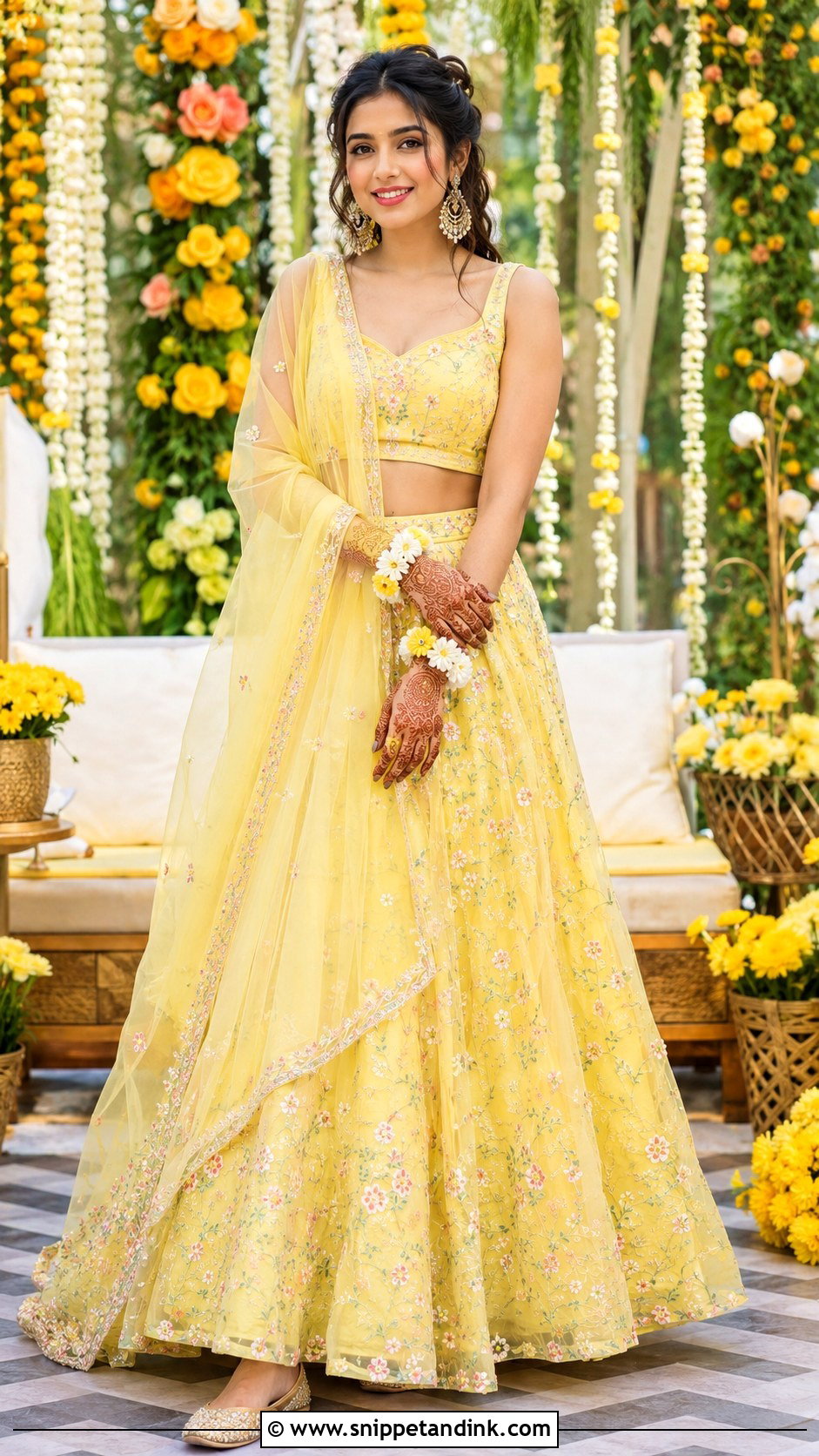 Sleeveless Mehendi Lehenga For Bride - Snippet and Ink - 30 Unique Mehendi Outfits for Bride
