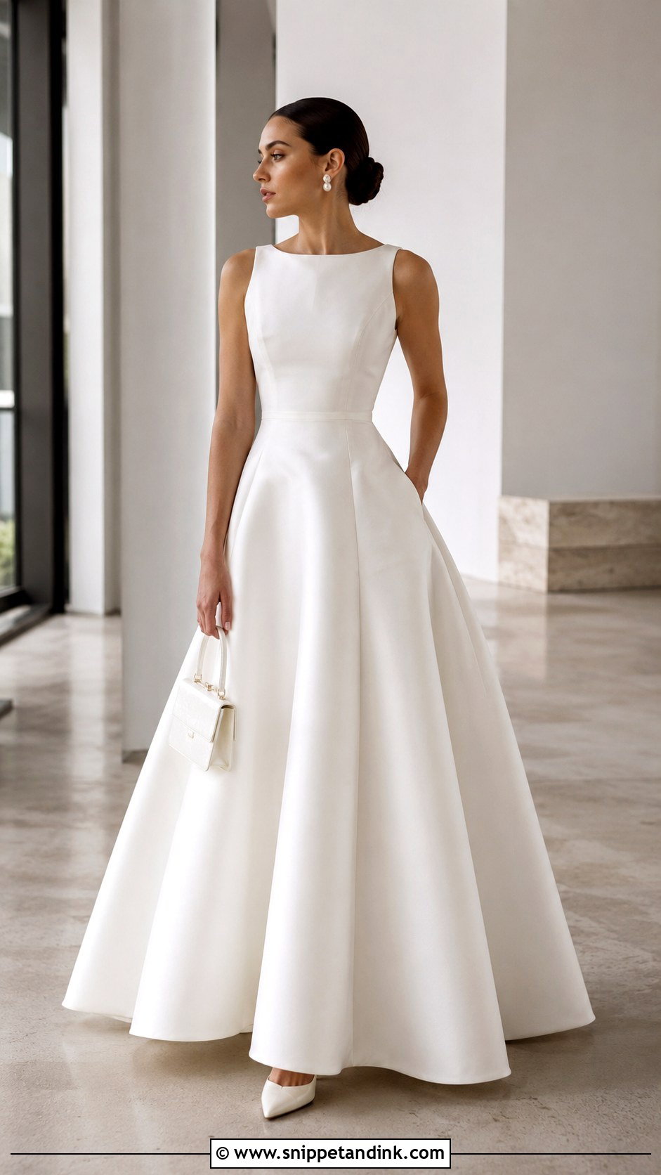 Sleeveless Mikado Boatneck Wedding Dress - Snippet and Ink - 20 Boatneck Wedding Dresses