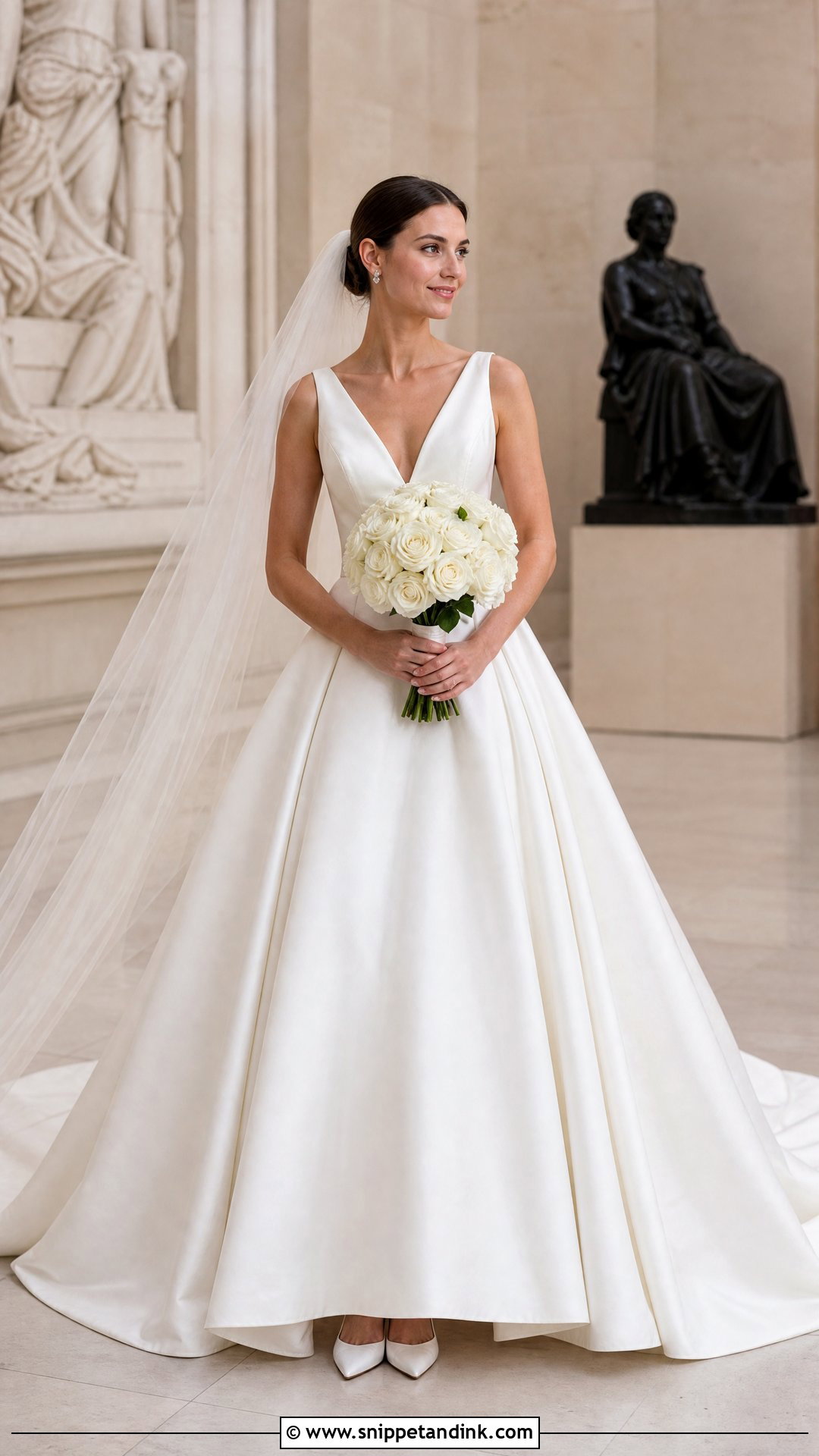 Sleeveless Mikado V Neck Wedding Dress - Snippet and Ink - 25 Wedding Dresses V Neck