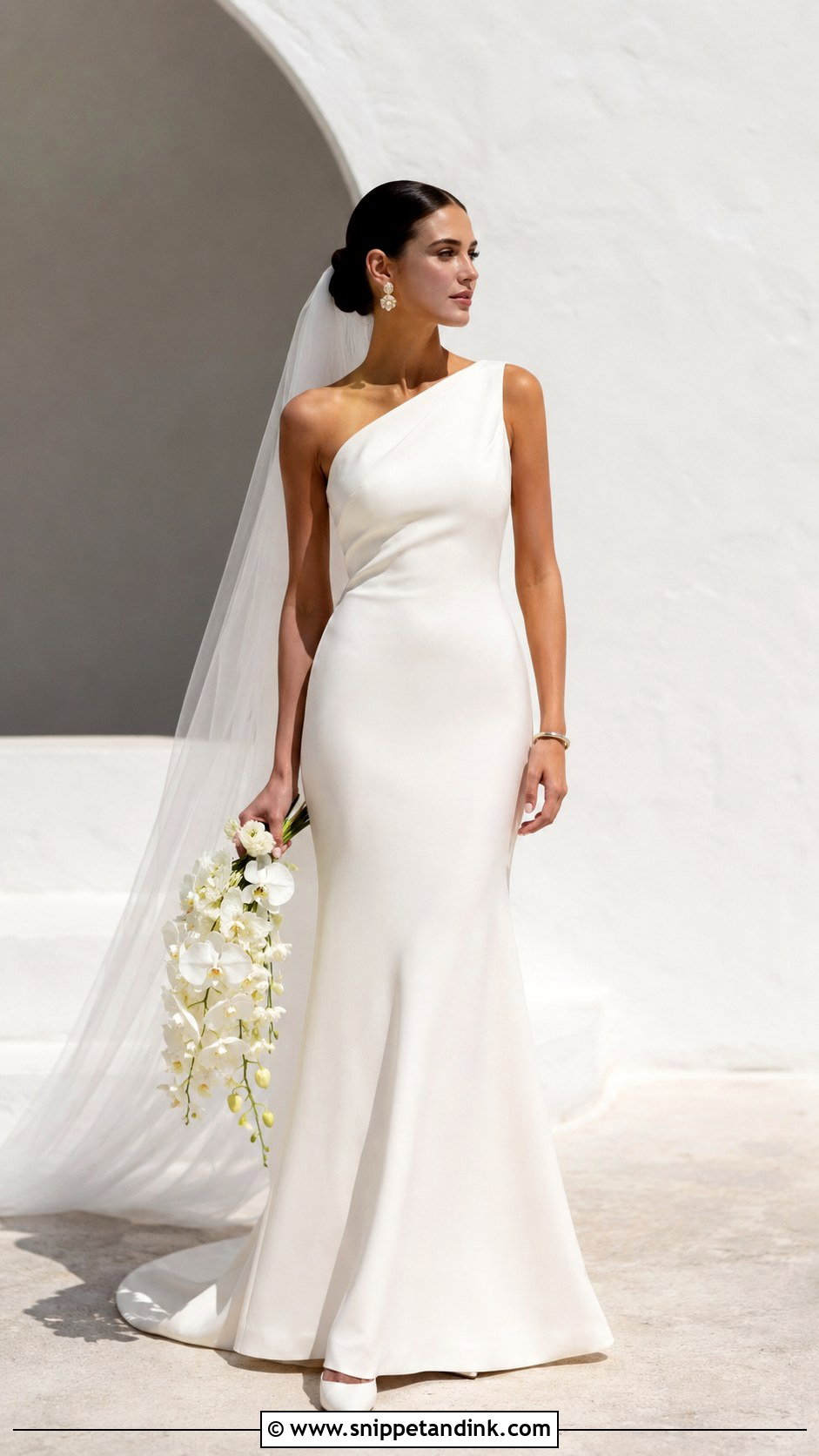 Sleeveless One Shoulder Wedding Dress - Snippet and Ink - 20 Sleeveless Wedding Dresses