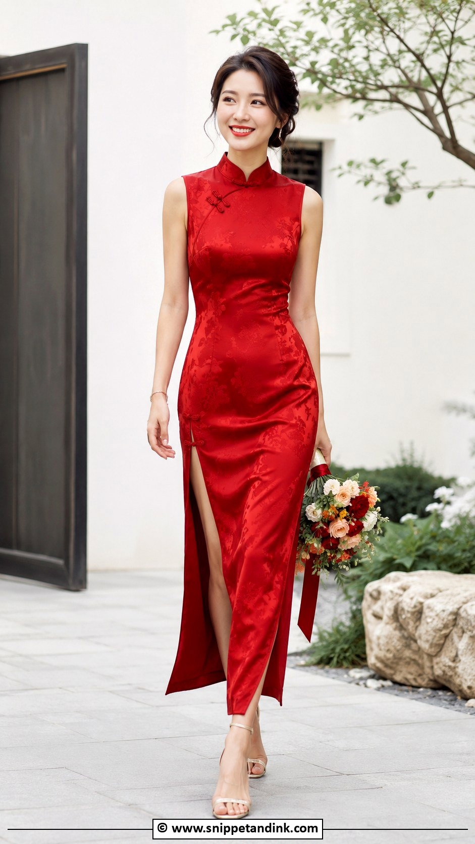 Sleeveless Qipao Wedding Dress - Snippet and Ink - 30 Chinese Wedding Dress Ideas