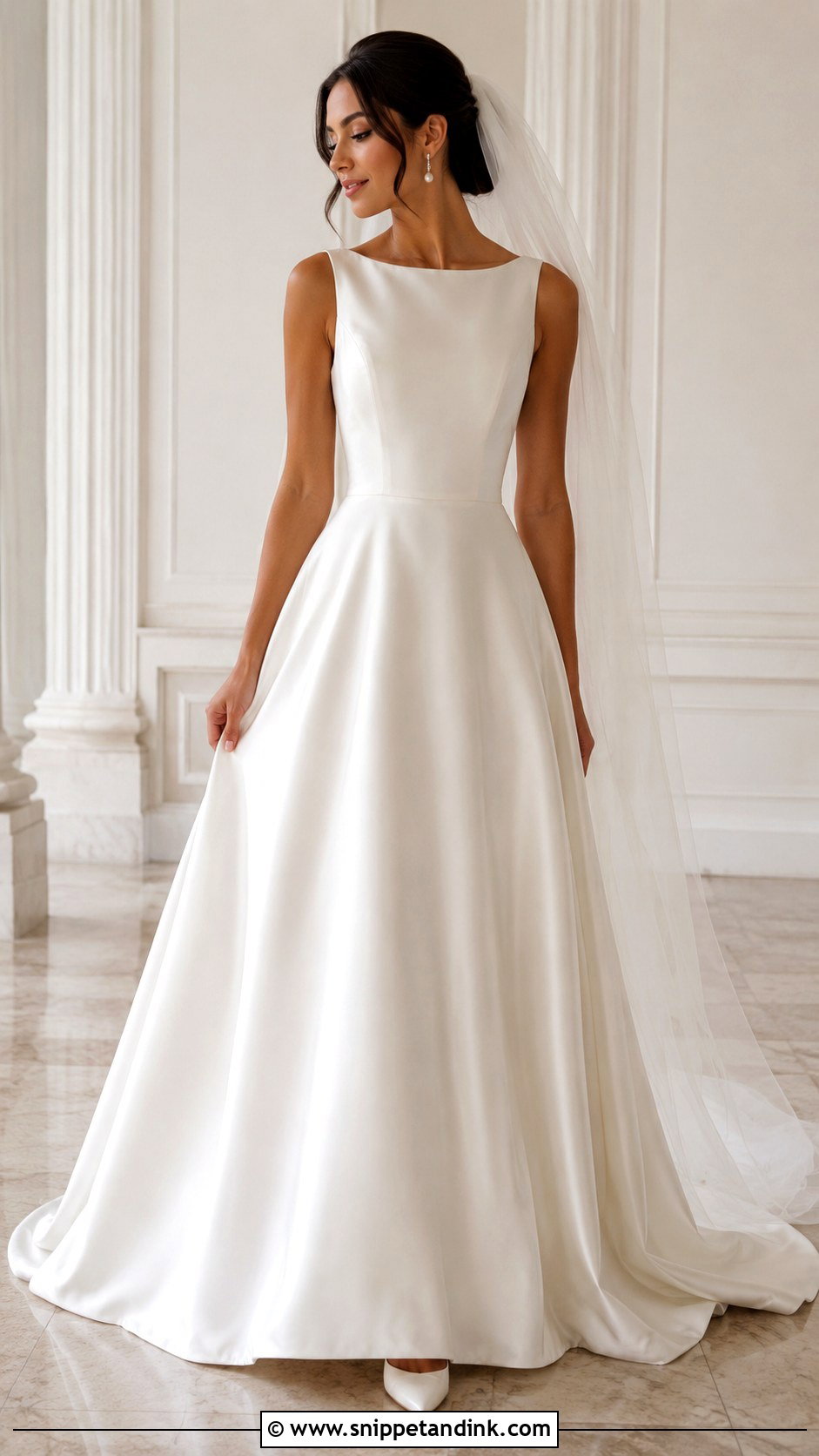 Sleeveless Satin A Line Wedding Dress - Snippet and Ink - 30 Sleeveless Wedding Dress Ideas