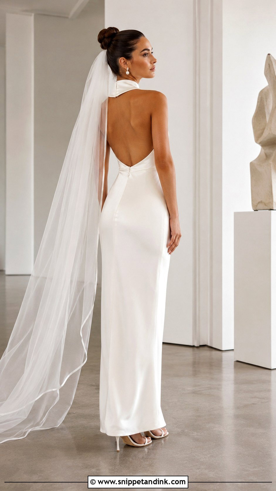 Sleeveless Satin Mock Neck Wedding Dress - Snippet and Ink - 20 Mock Neck Wedding Dress Ideas