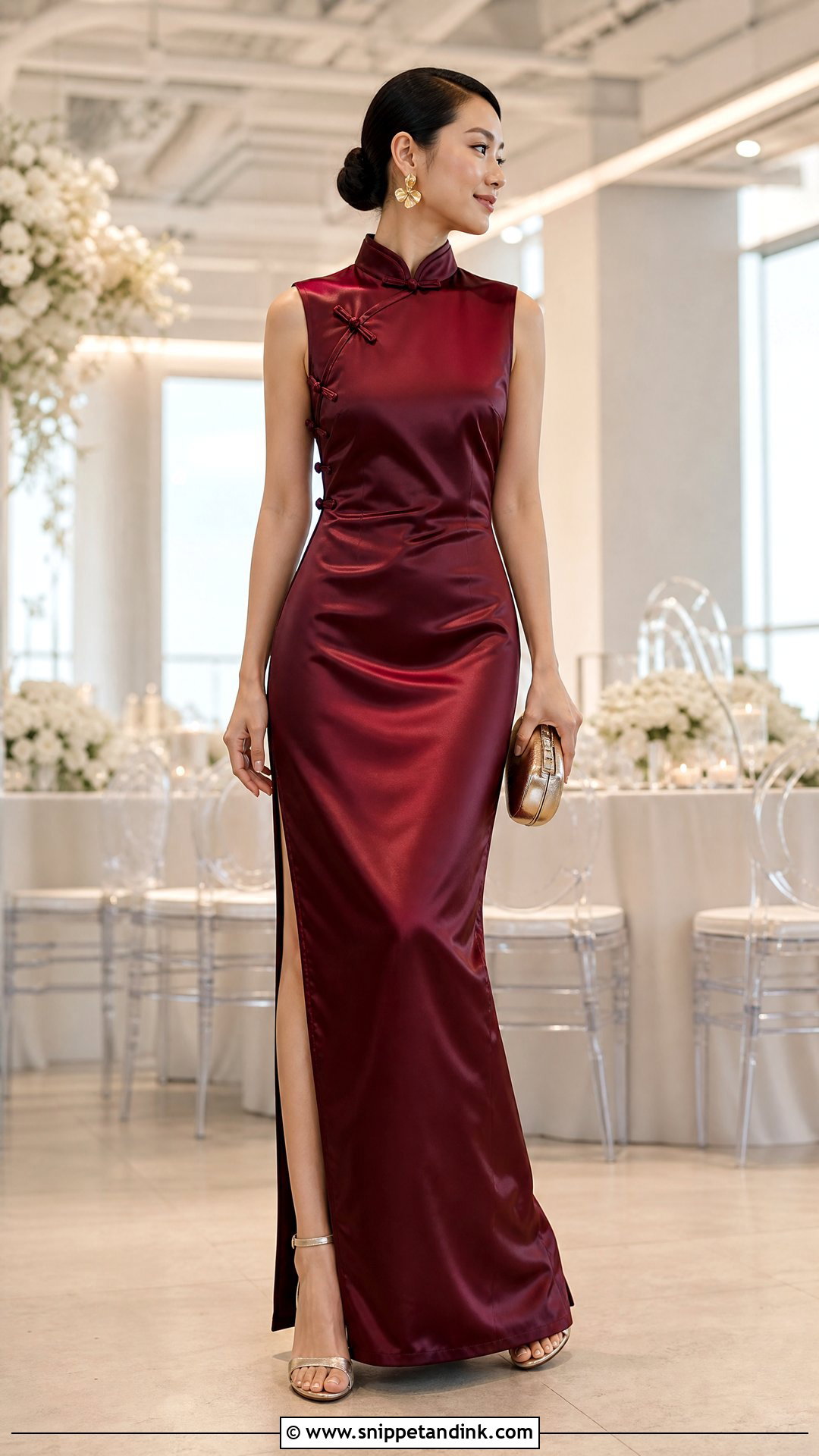 Sleeveless Satin Qipao Wedding Dress - Snippet and Ink - 20 Qipao Wedding Dress Ideas
