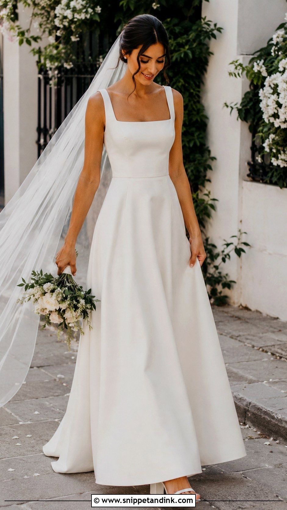 Sleeveless Square Neck Wedding Dress - Snippet and Ink - 30 Sleeveless Wedding Dress Ideas