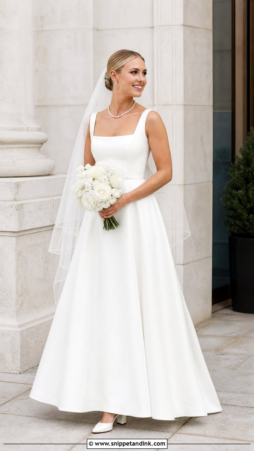 Sleeveless Square Neck Wedding Gown - Snippet and Ink - 20 Sleeveless Wedding Gown Ideas