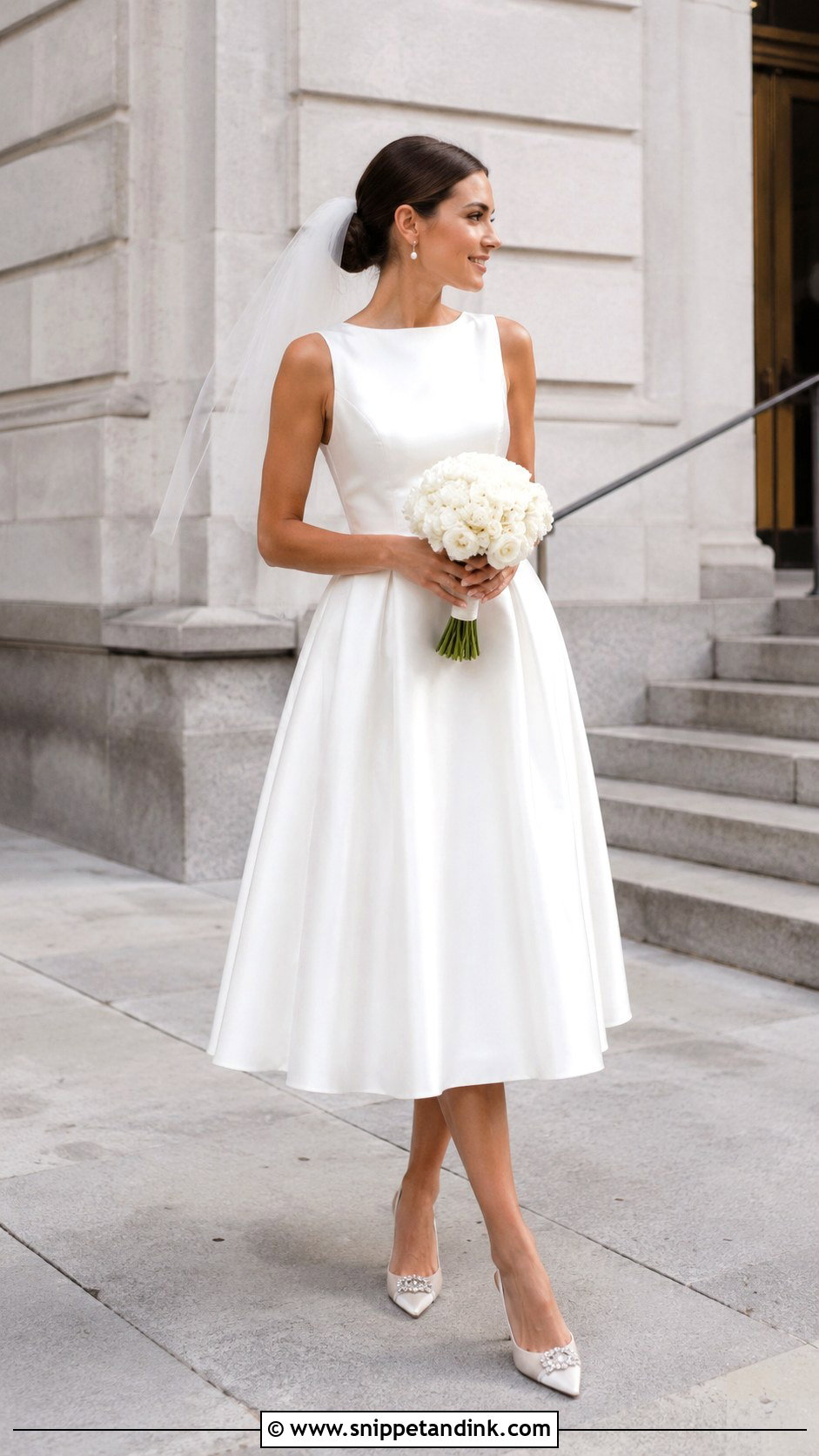 Sleeveless Tea Length Wedding Dress - Snippet and Ink - 20 Sleeveless Wedding Dresses