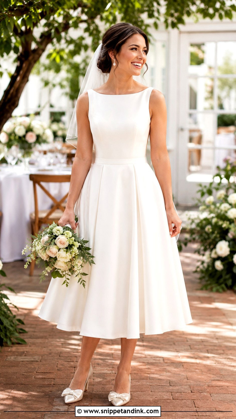Sleeveless Tea Length Wedding Dress - Snippet and Ink - 30 Sleeveless Wedding Dress Ideas