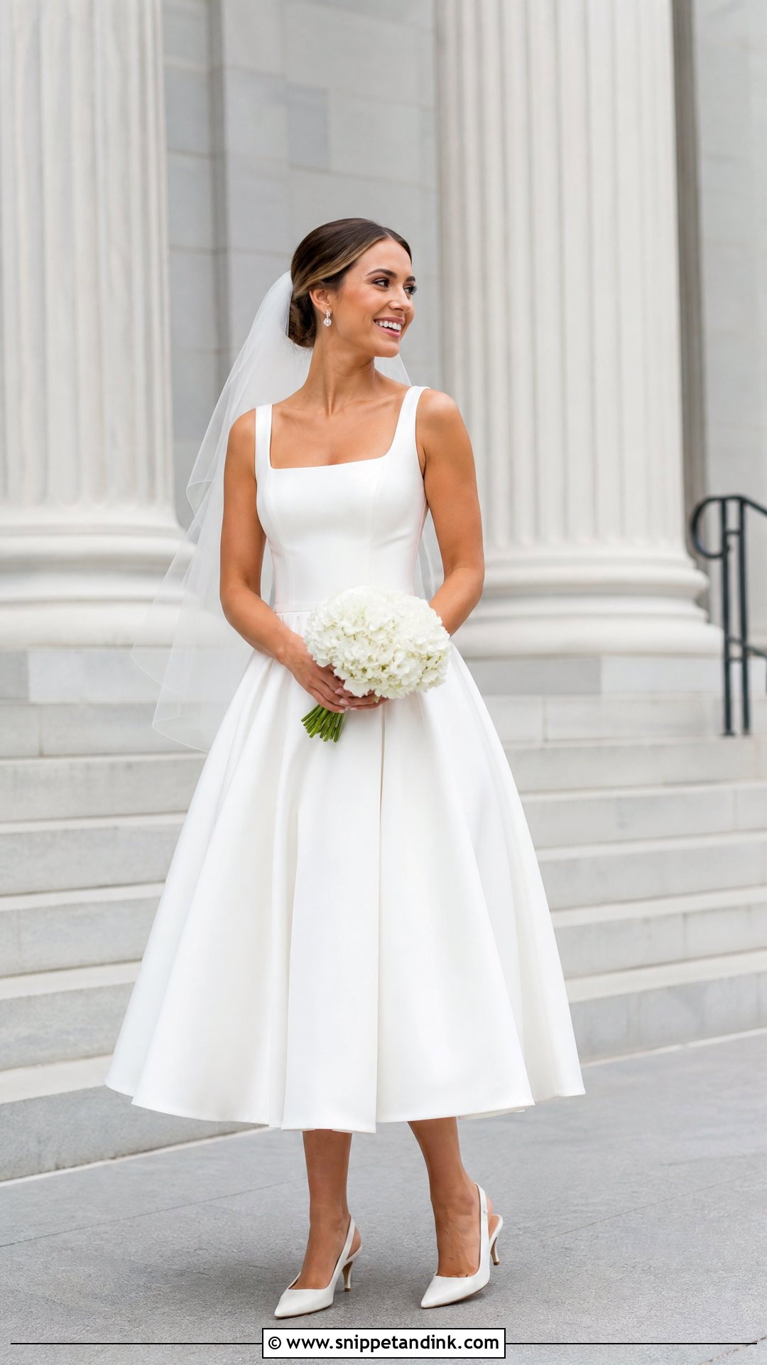 Sleeveless Tea Length Wedding Gown - Snippet and Ink - 20 Sleeveless Wedding Gown Ideas