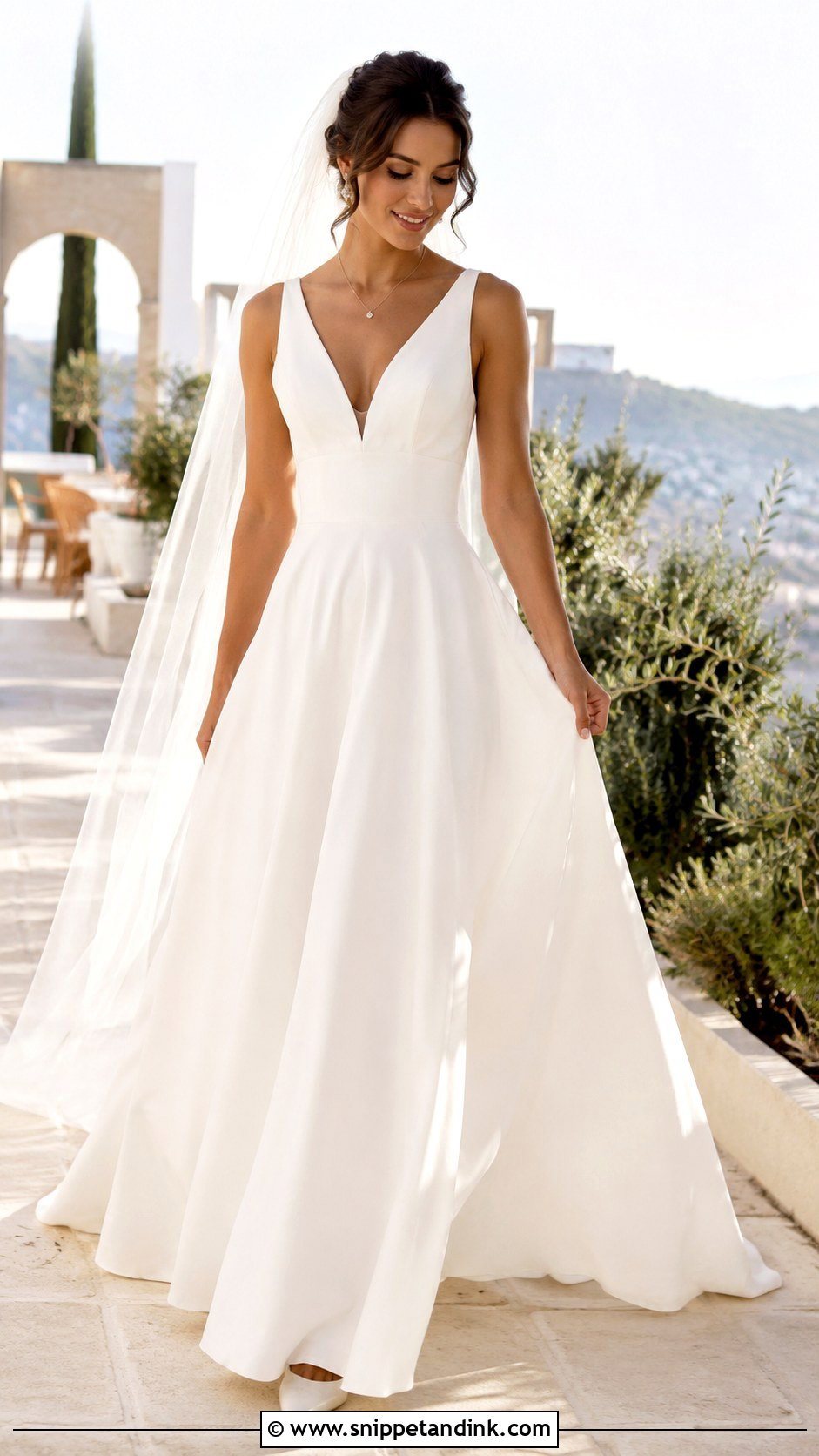 Sleeveless V Neck Wedding Dress - Snippet and Ink - 30 Sleeveless Wedding Dress Ideas
