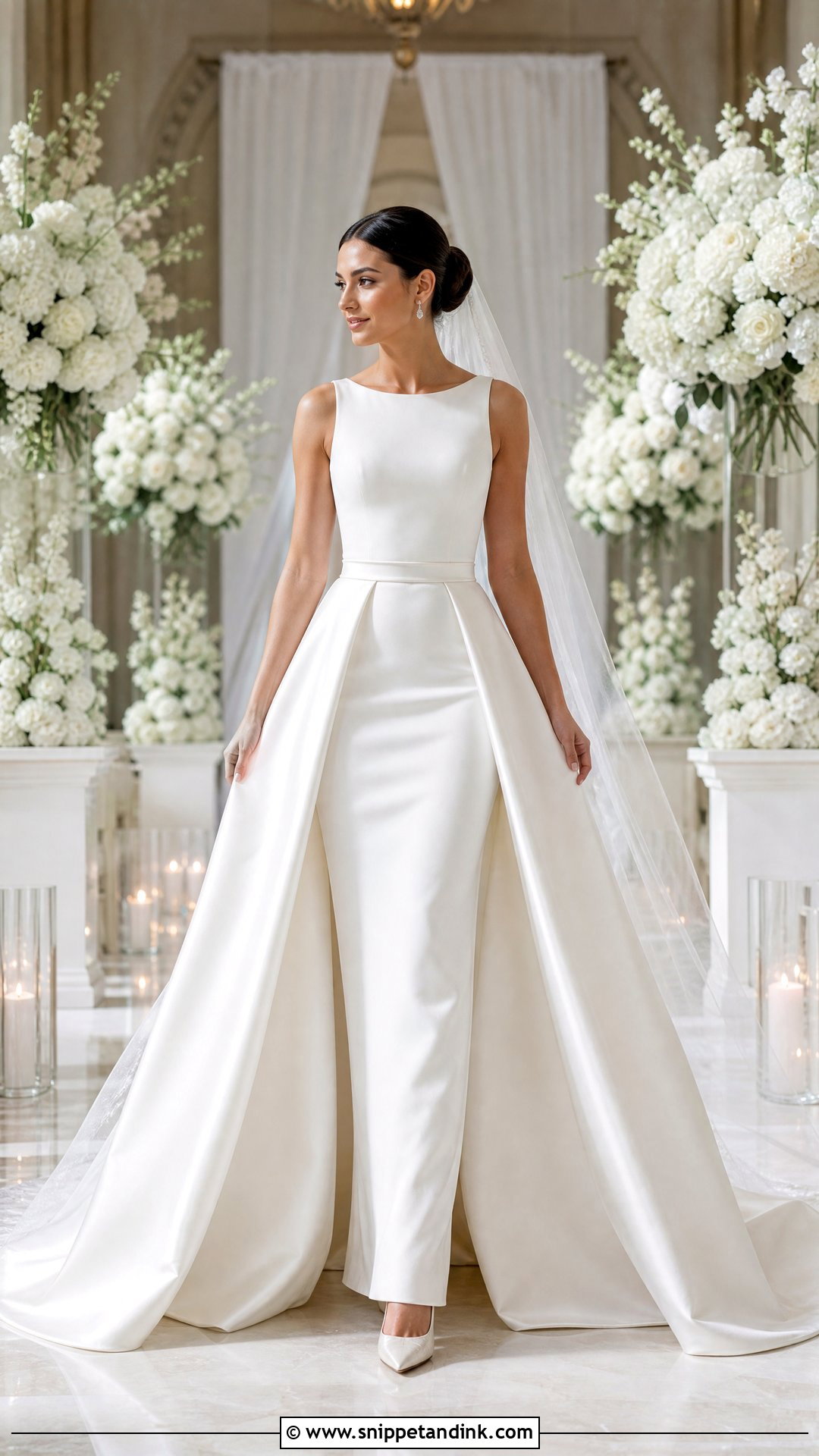 Sleeveless Wedding Dress With Detachable Overskirt - Snippet and Ink - 20 Wedding Dresses No Sleeves