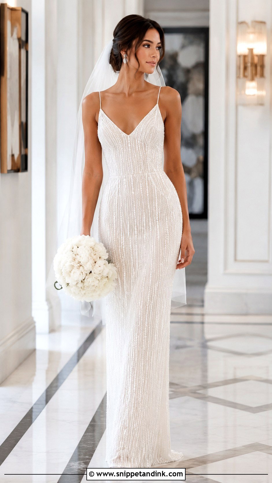Slim Beaded Wedding Dress - Snippet and Ink - 25 Slim Wedding Dress Ideas
