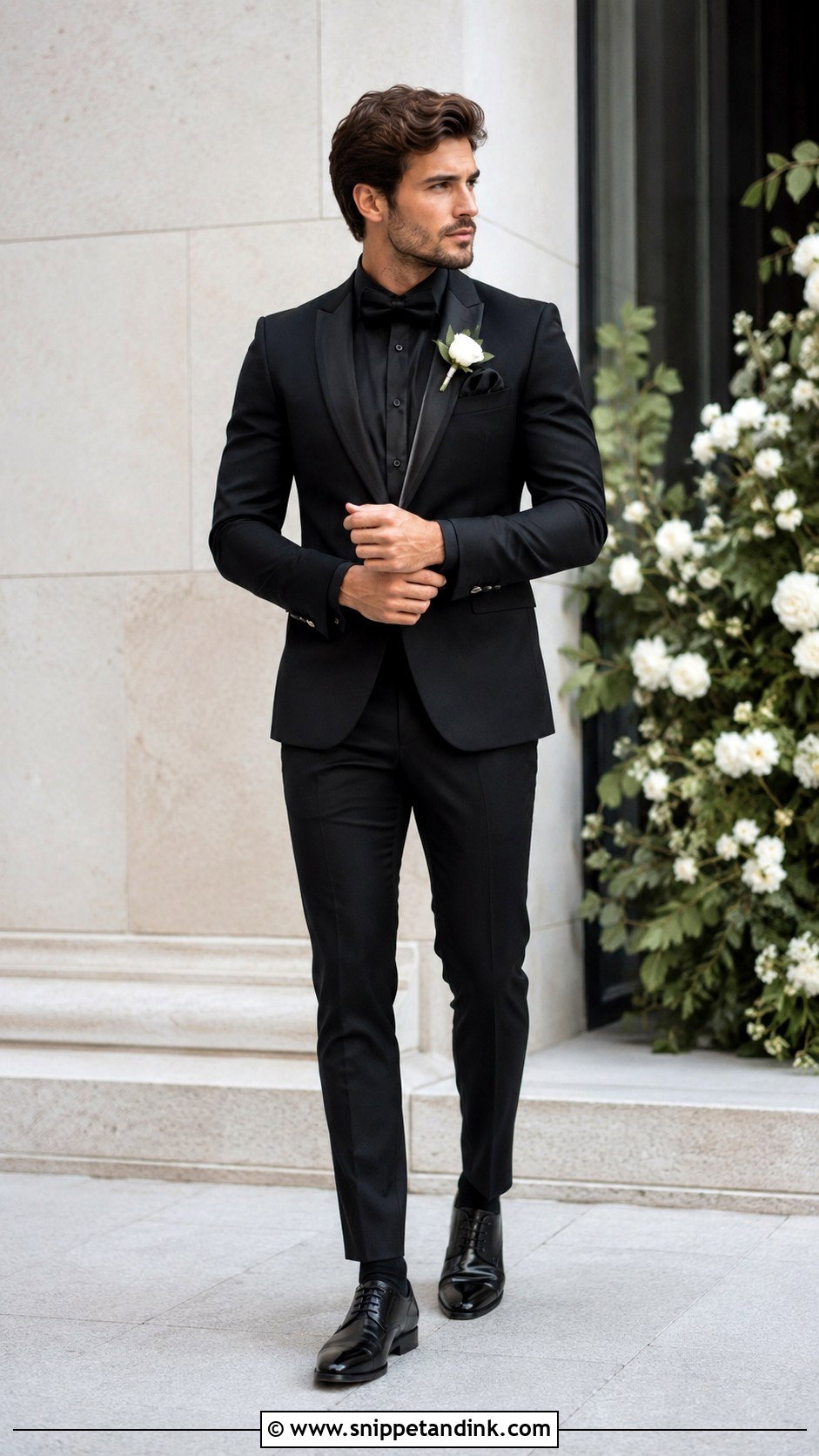 Slim Fit All Black Tux - Snippet and Ink - 20 All Black Tux Wedding Ideas